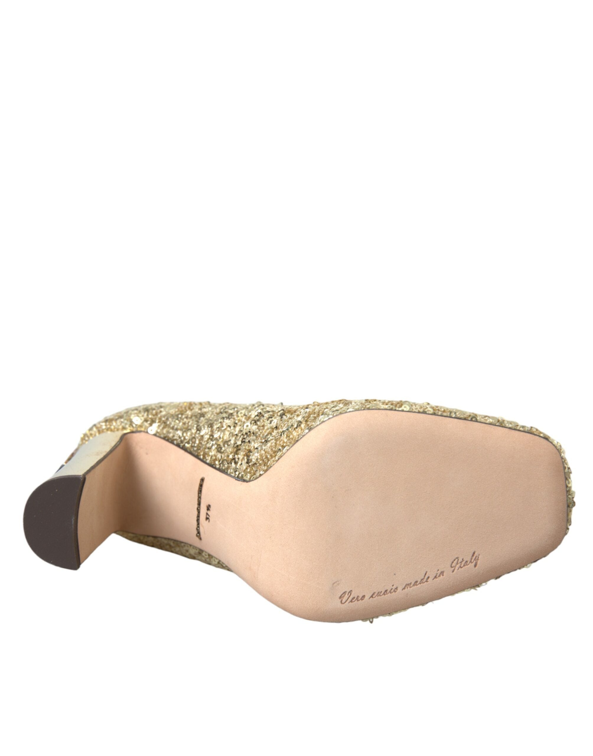 Dolce &amp; Gabbana Gold Pailletten Kristall Heels Pumps Schuhe