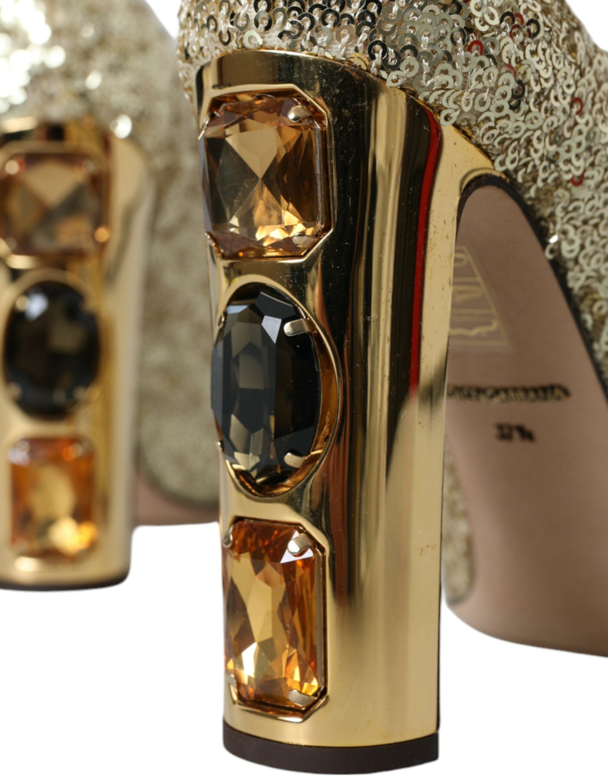 Dolce &amp; Gabbana Gold Pailletten Kristall Heels Pumps Schuhe