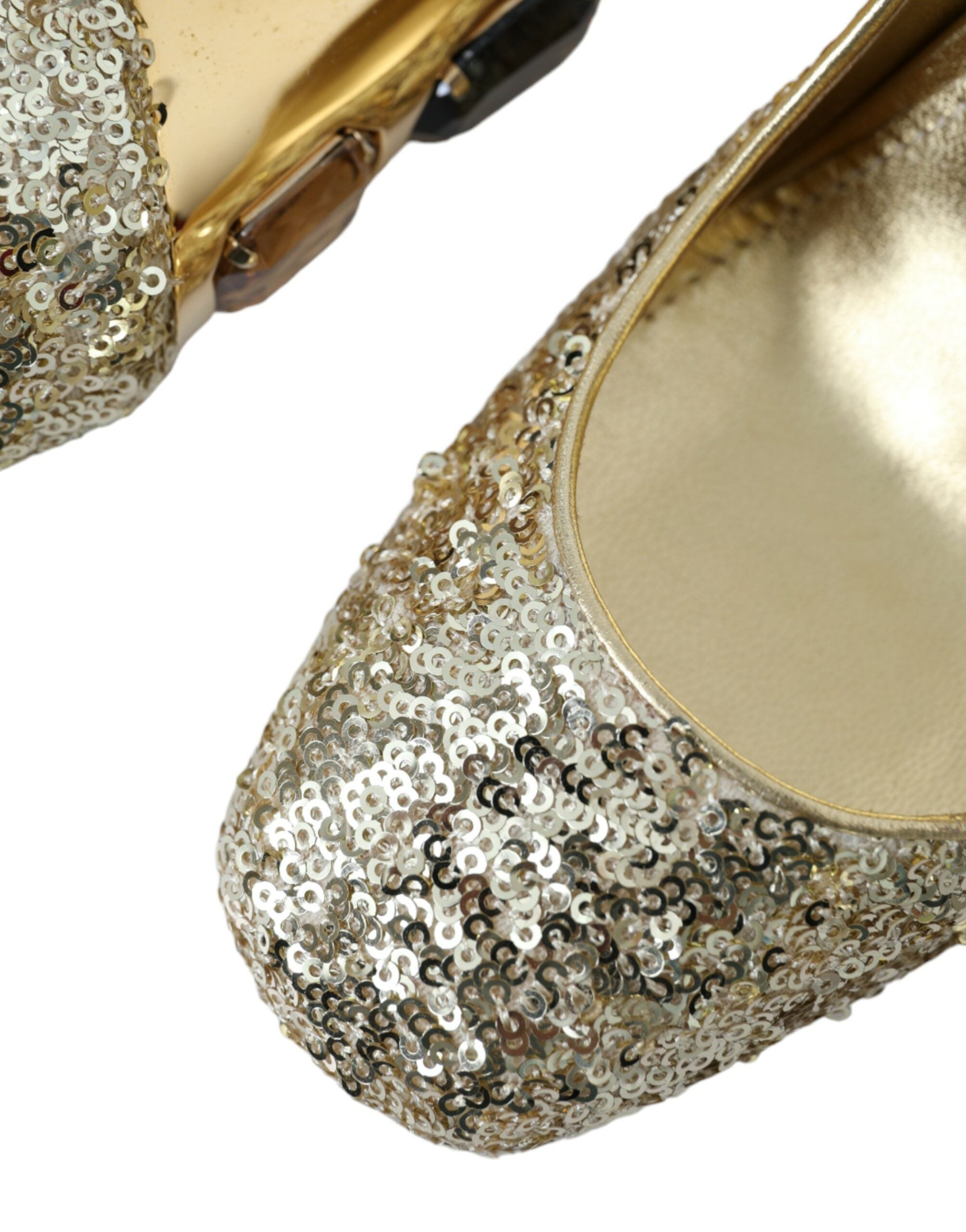 Dolce &amp; Gabbana Gold Pailletten Kristall Heels Pumps Schuhe