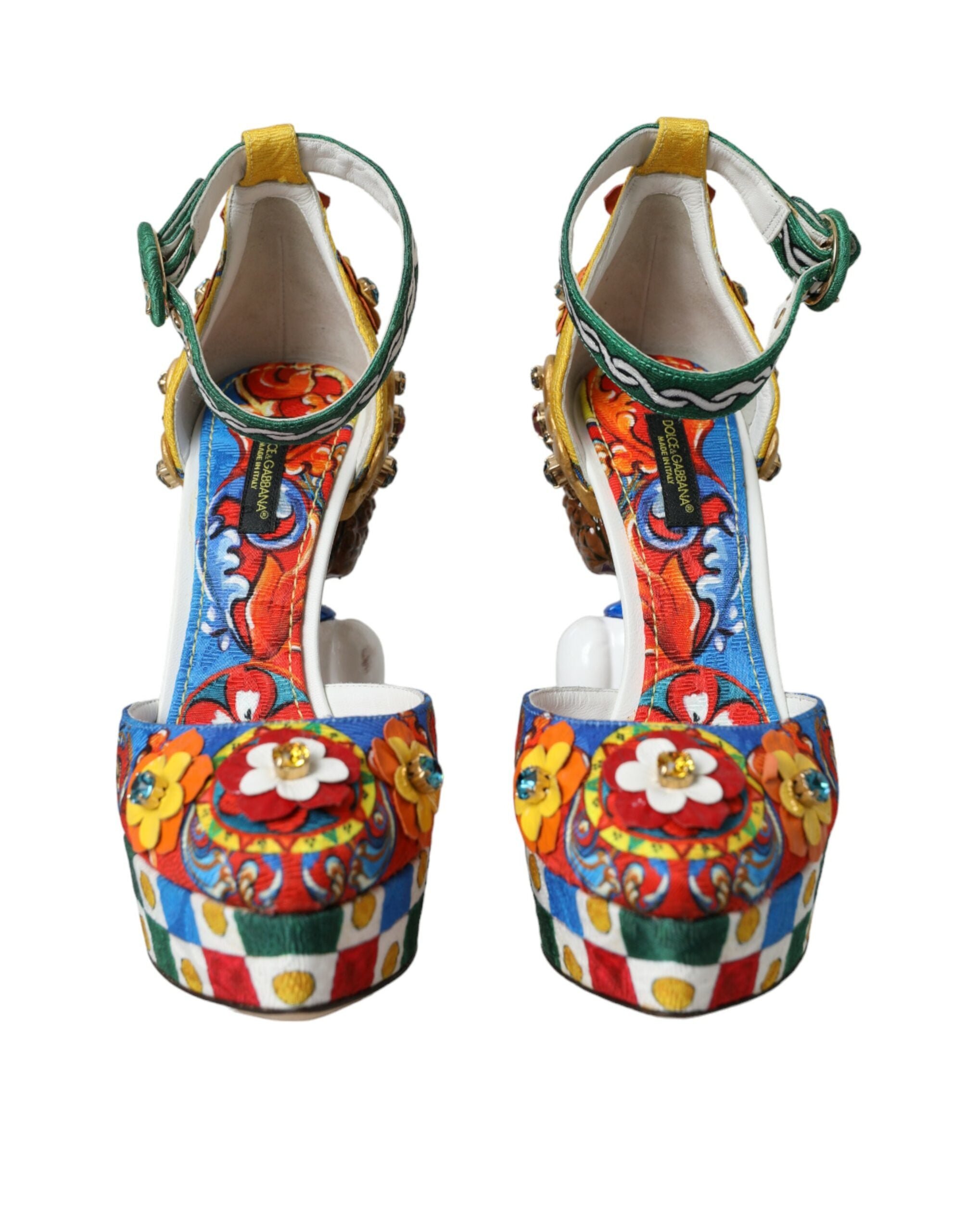 Dolce &amp; Gabbana Mehrfarbige Carretto-Sandalen mit Verzierung