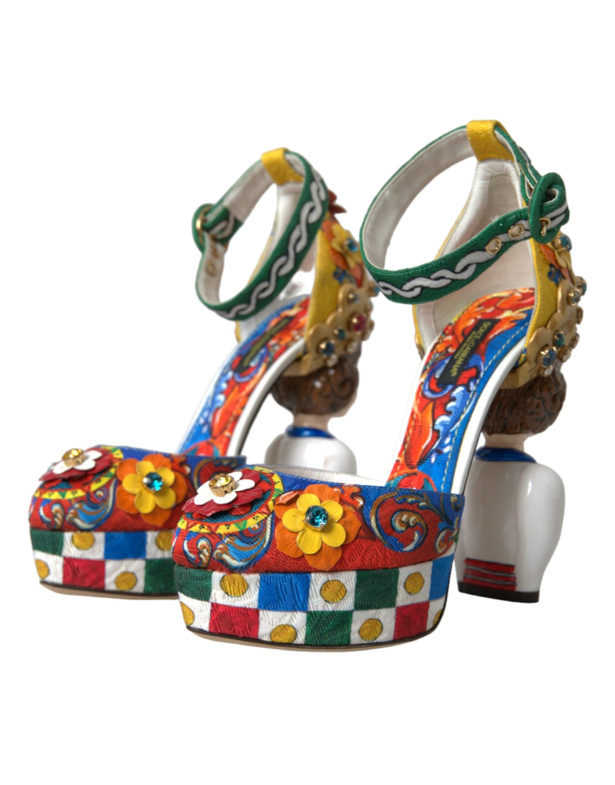Dolce &amp; Gabbana Mehrfarbige Carretto-Sandalen mit Verzierung