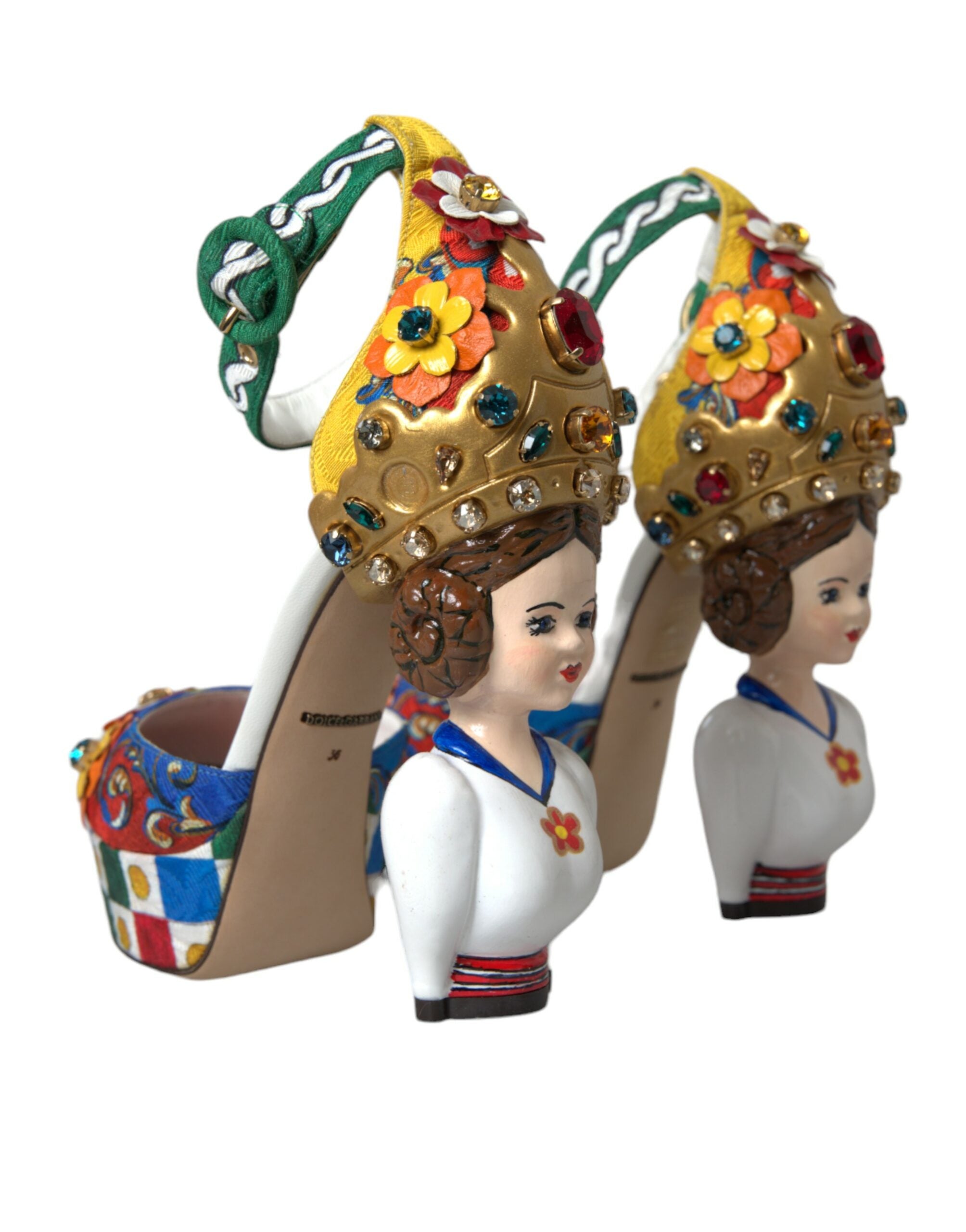 Dolce &amp; Gabbana Mehrfarbige Carretto-Sandalen mit Verzierung