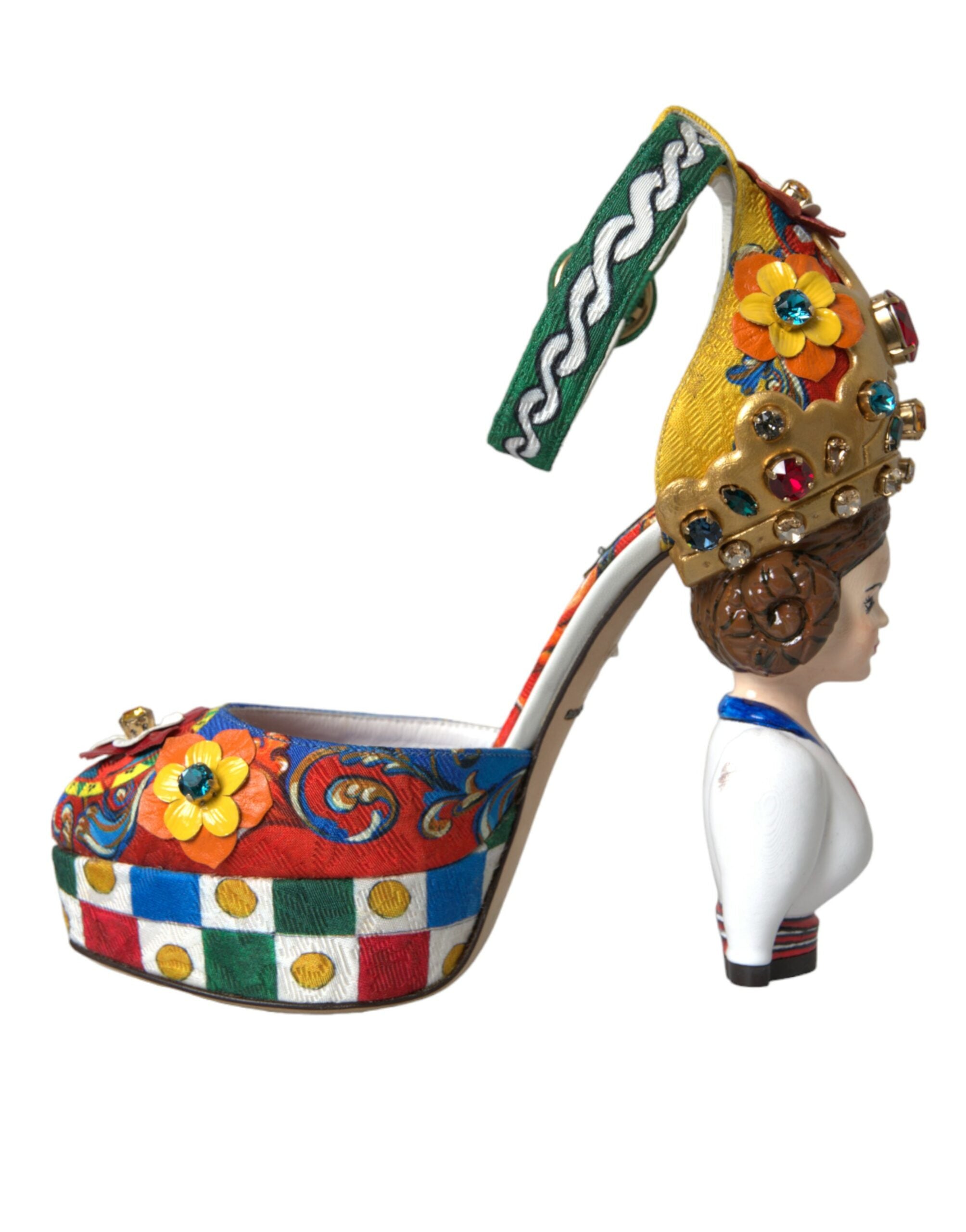 Dolce &amp; Gabbana Mehrfarbige Carretto-Sandalen mit Verzierung