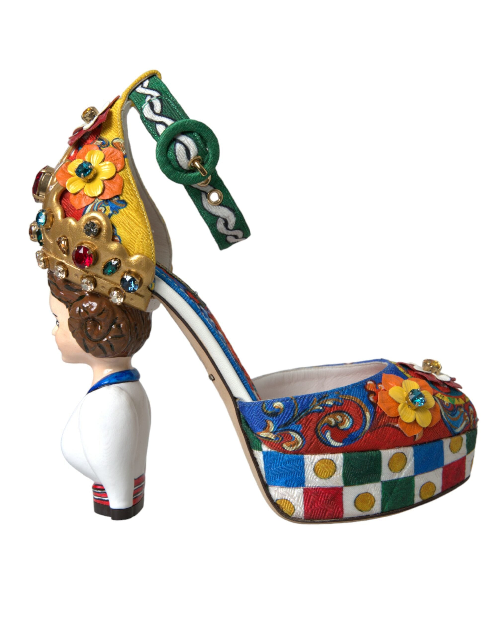 Dolce &amp; Gabbana Mehrfarbige Carretto-Sandalen mit Verzierung
