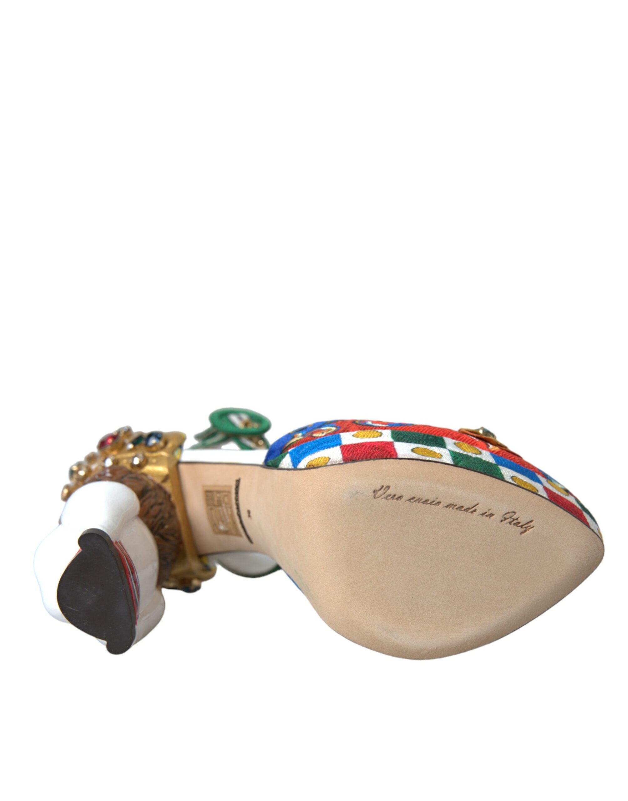 Dolce &amp; Gabbana Mehrfarbige Carretto-Sandalen mit Verzierung