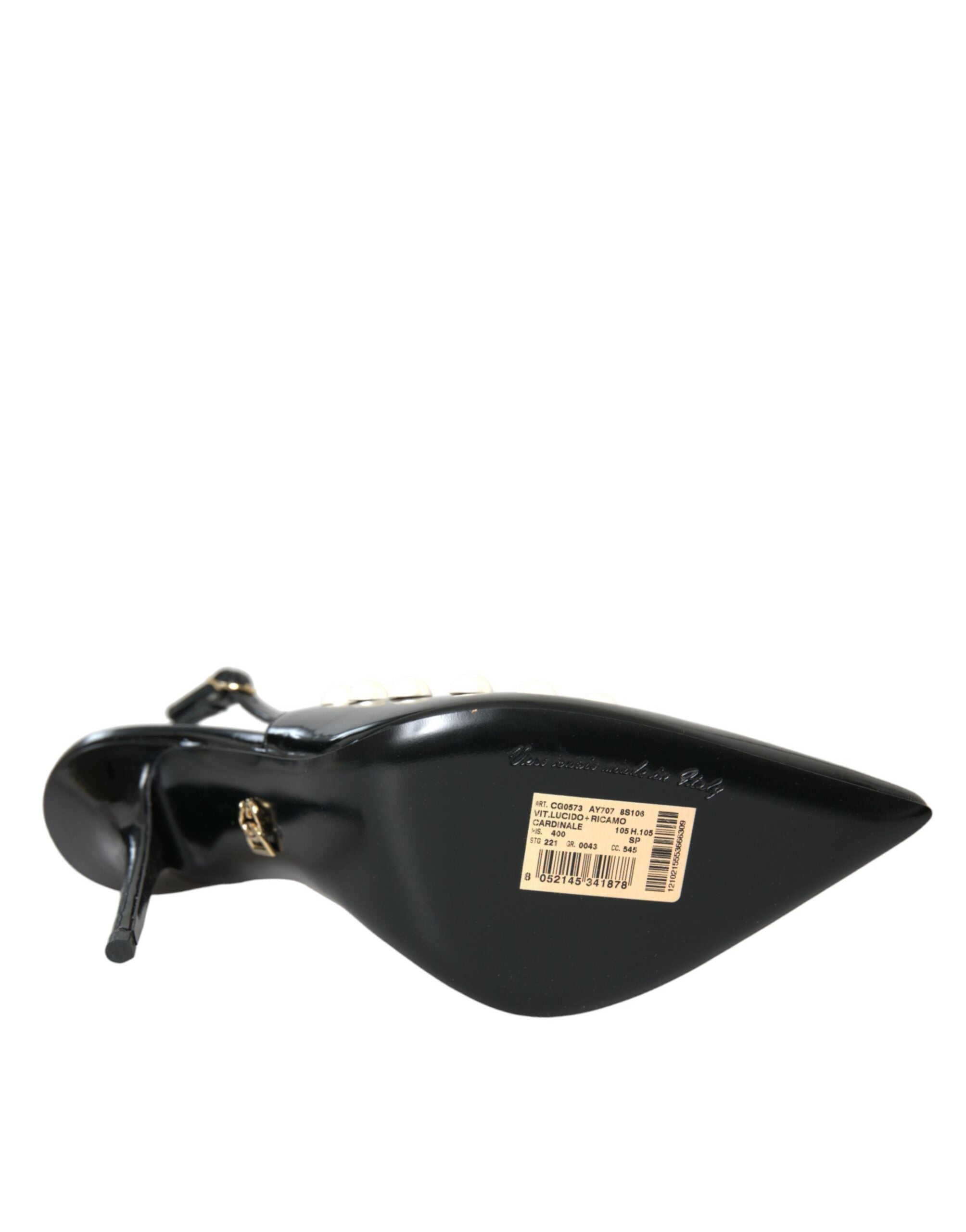 Pantofi sport Dolce &amp; Gabbana din piele neagră cu toc și perle artificiale