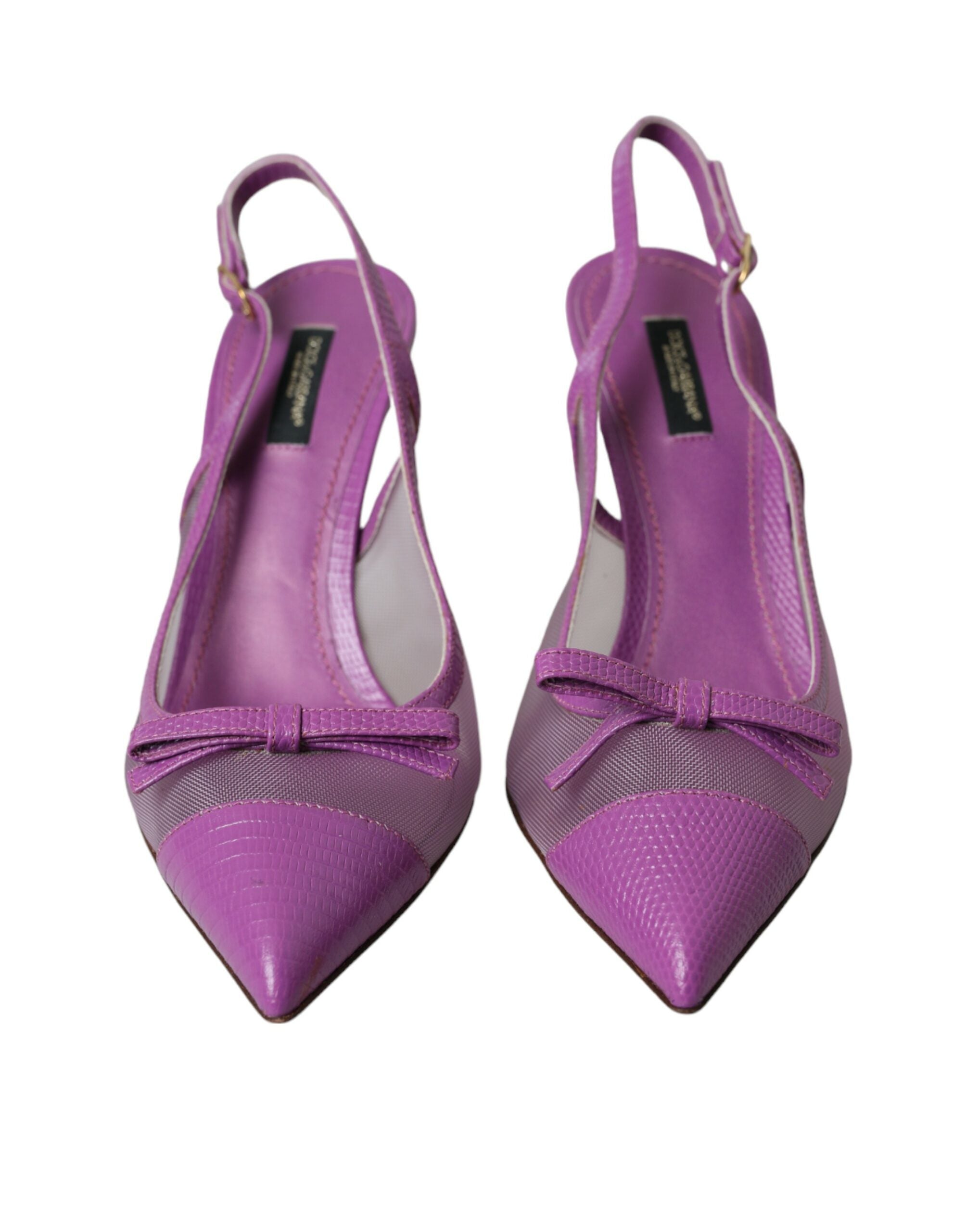 Dolce &amp; Gabbana Lila Leder Mesh High Heels Slingback-Schuhe