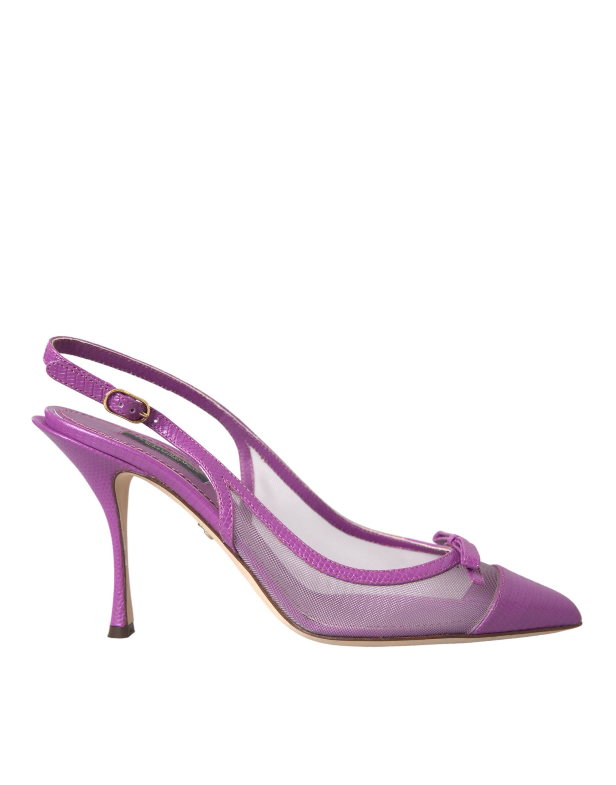 Dolce &amp; Gabbana Lila Leder Mesh High Heels Slingback-Schuhe