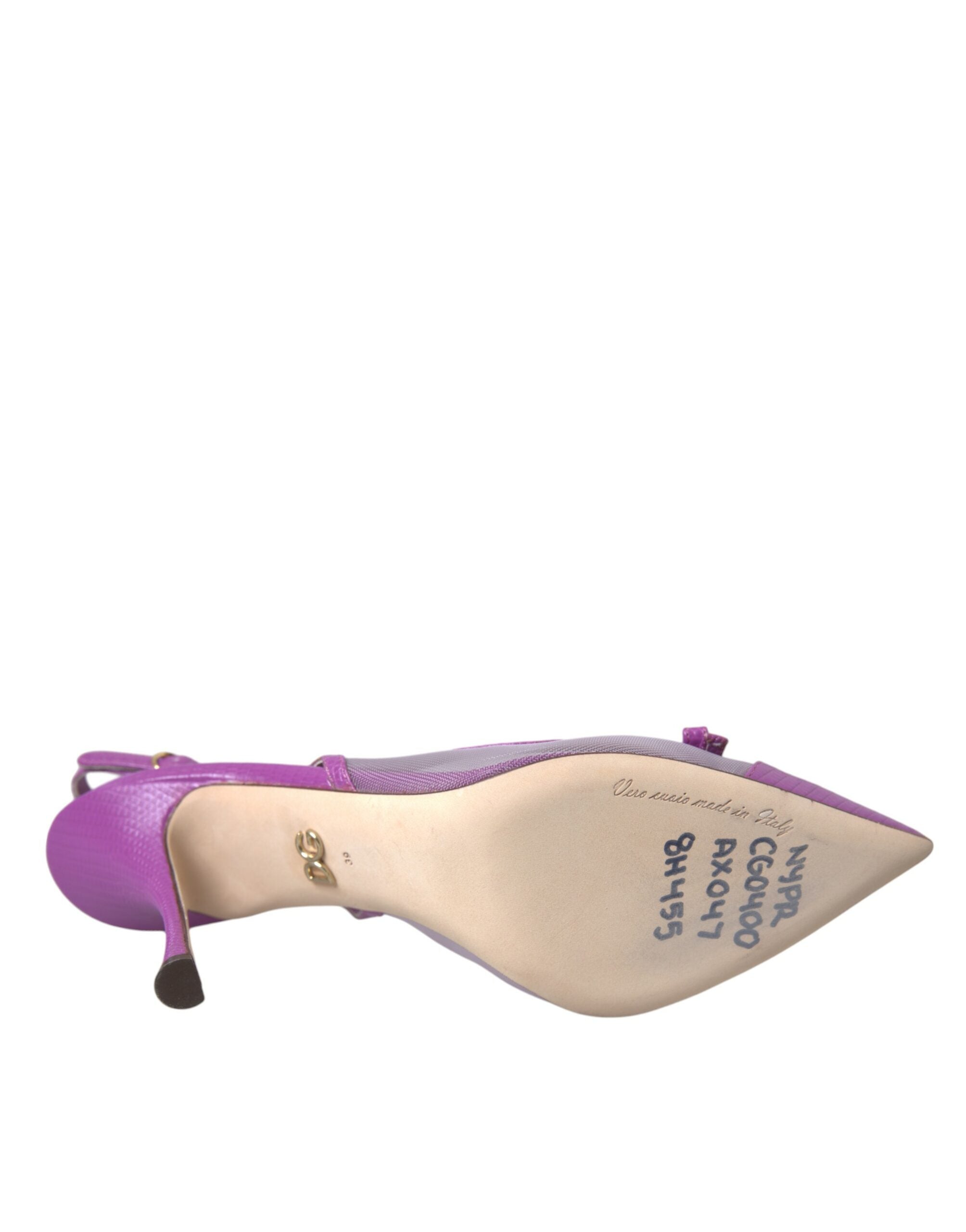 Pantofi Dolce &amp; Gabbana din piele mov cu toc înalt și talpă plată
