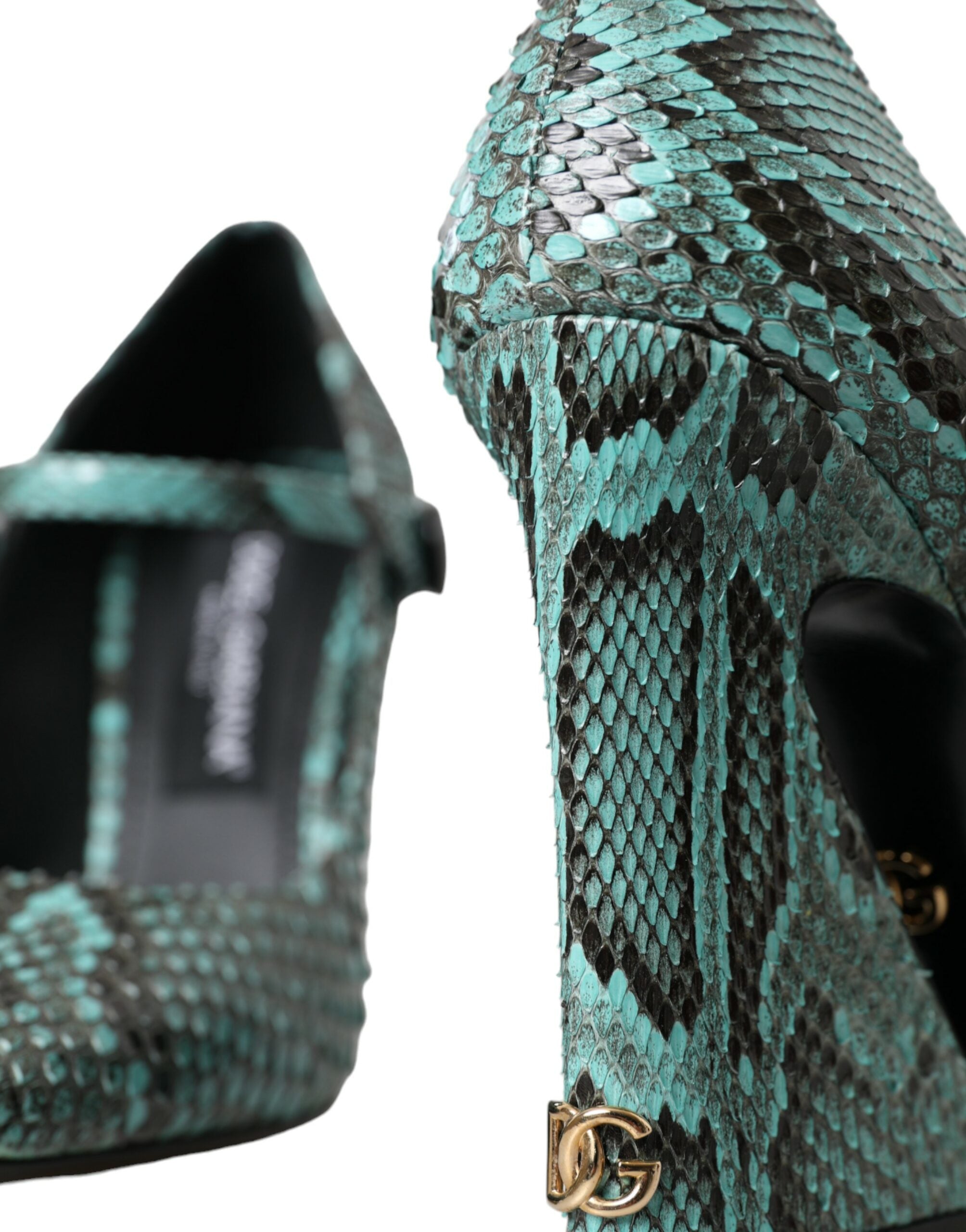 Dolce &amp; Gabbana – Mary-Jane-Pumps aus Pythonleder in Aquamarin