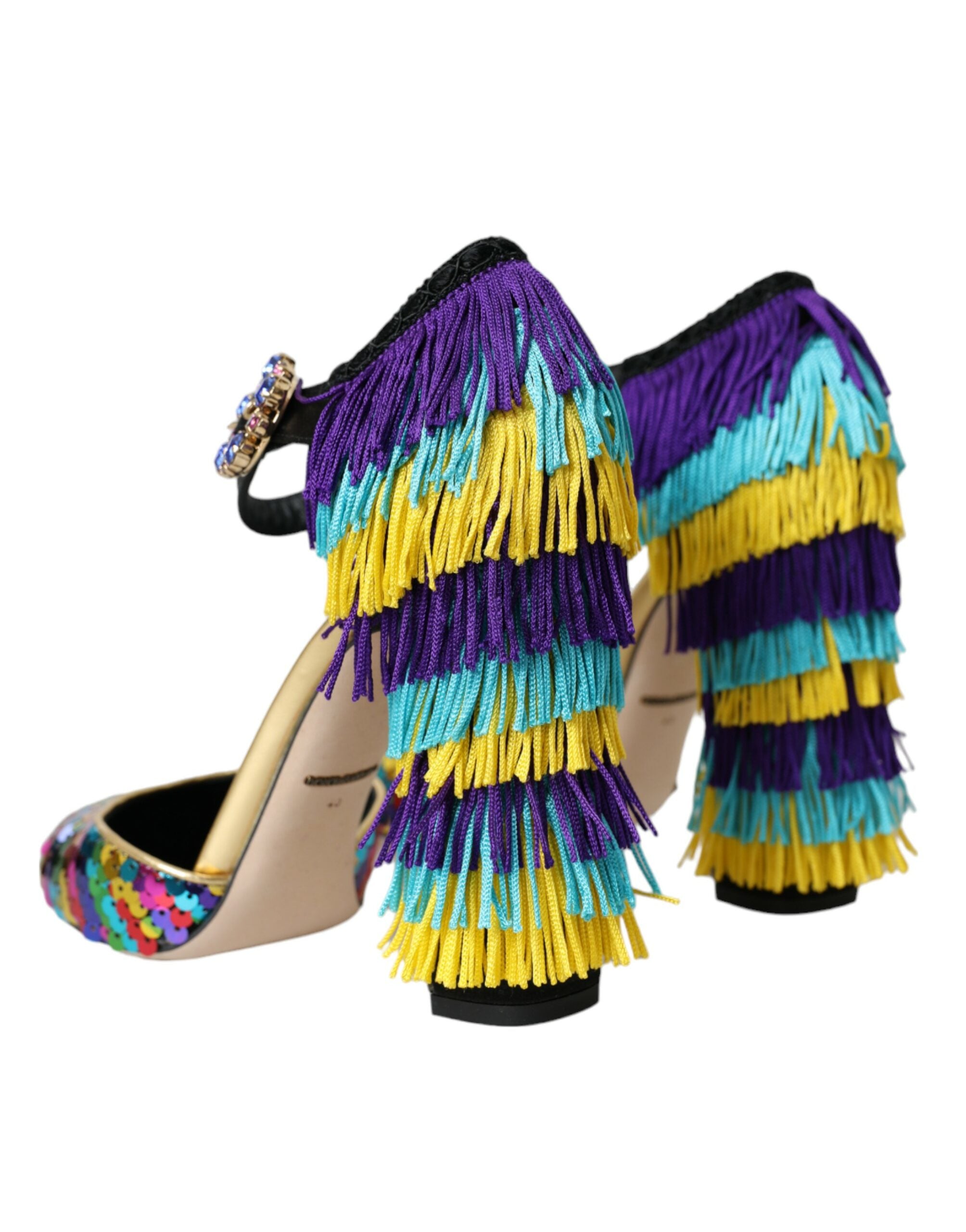 Dolce &amp; Gabbana – Mary-Jane-Schuhe mit mehrfarbigen Pailletten und Kristallen