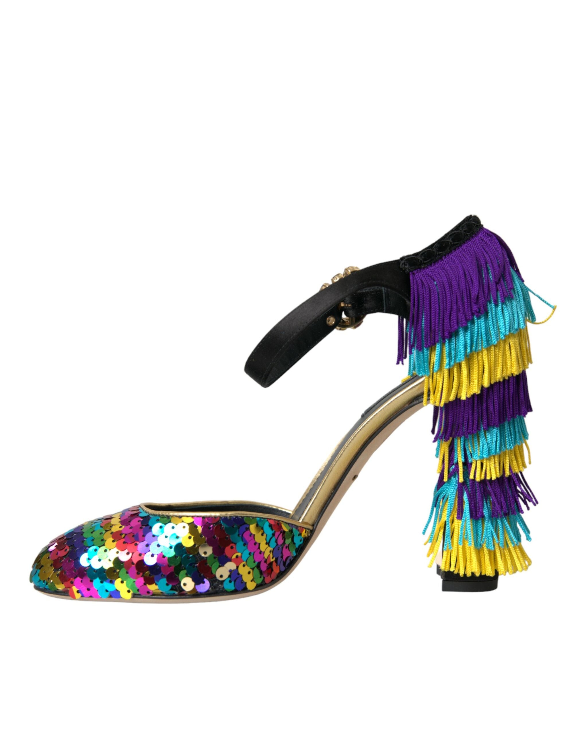 Dolce &amp; Gabbana – Mary-Jane-Schuhe mit mehrfarbigen Pailletten und Kristallen