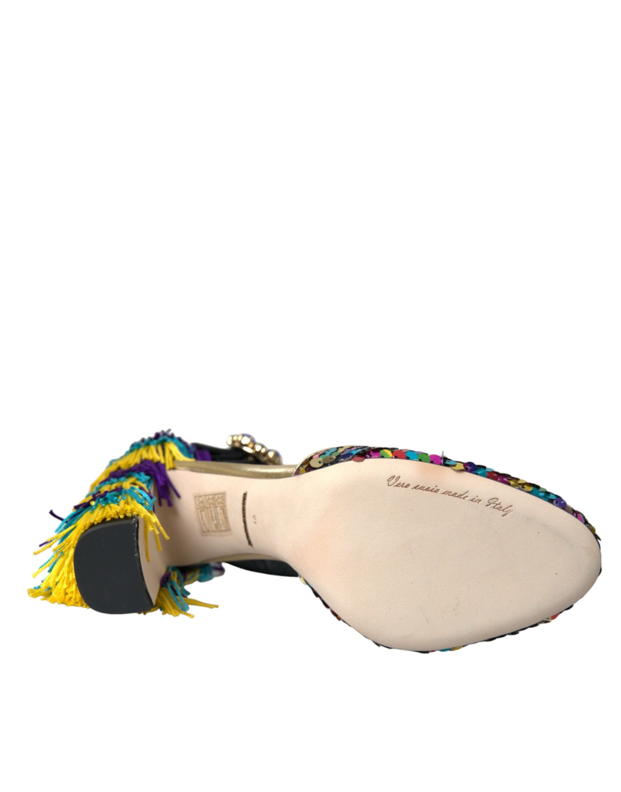 Dolce &amp; Gabbana – Mary-Jane-Schuhe mit mehrfarbigen Pailletten und Kristallen