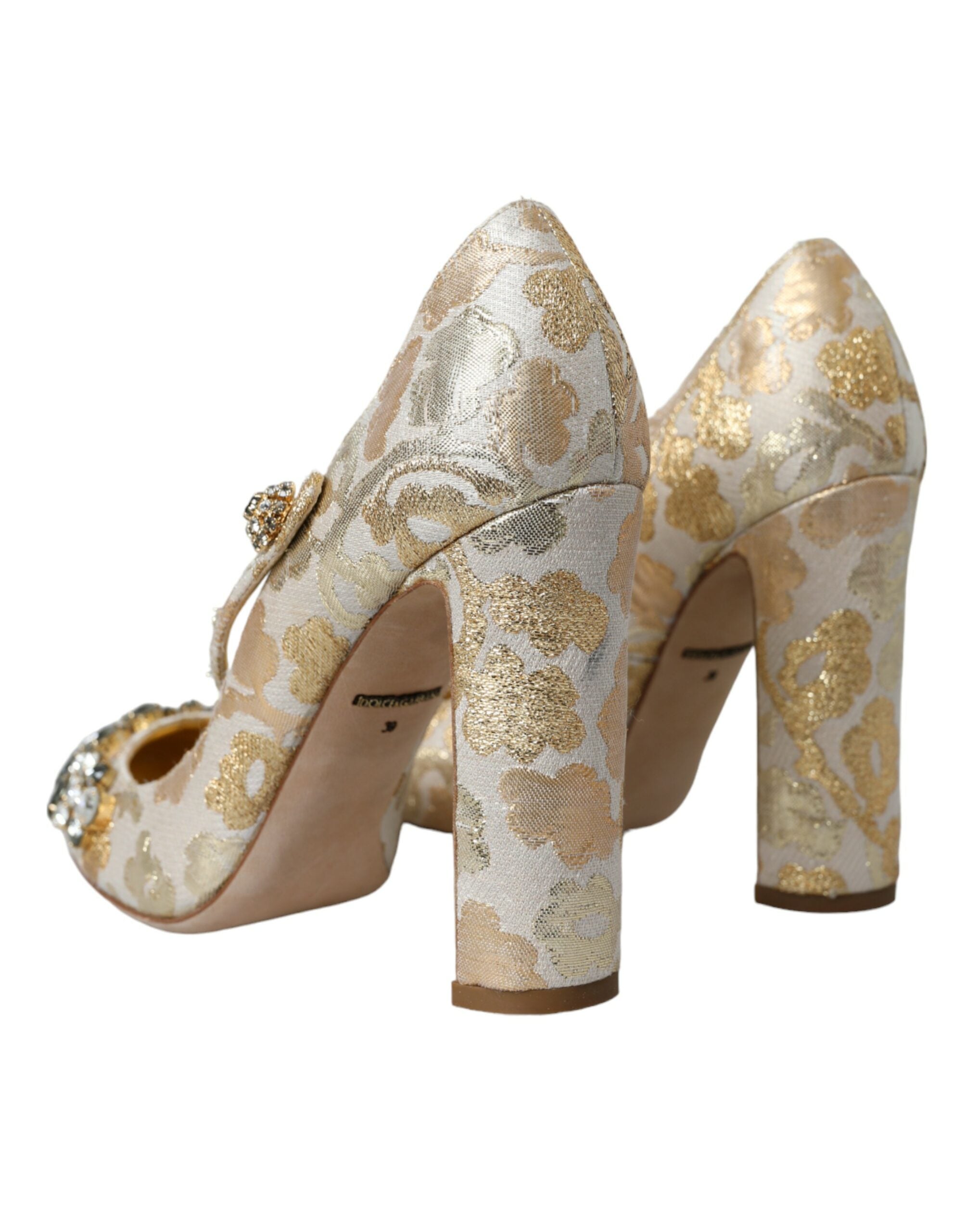 Dolce &amp; Gabbana – Mary Janes-Pumps mit goldenem Jacquard-Kristall