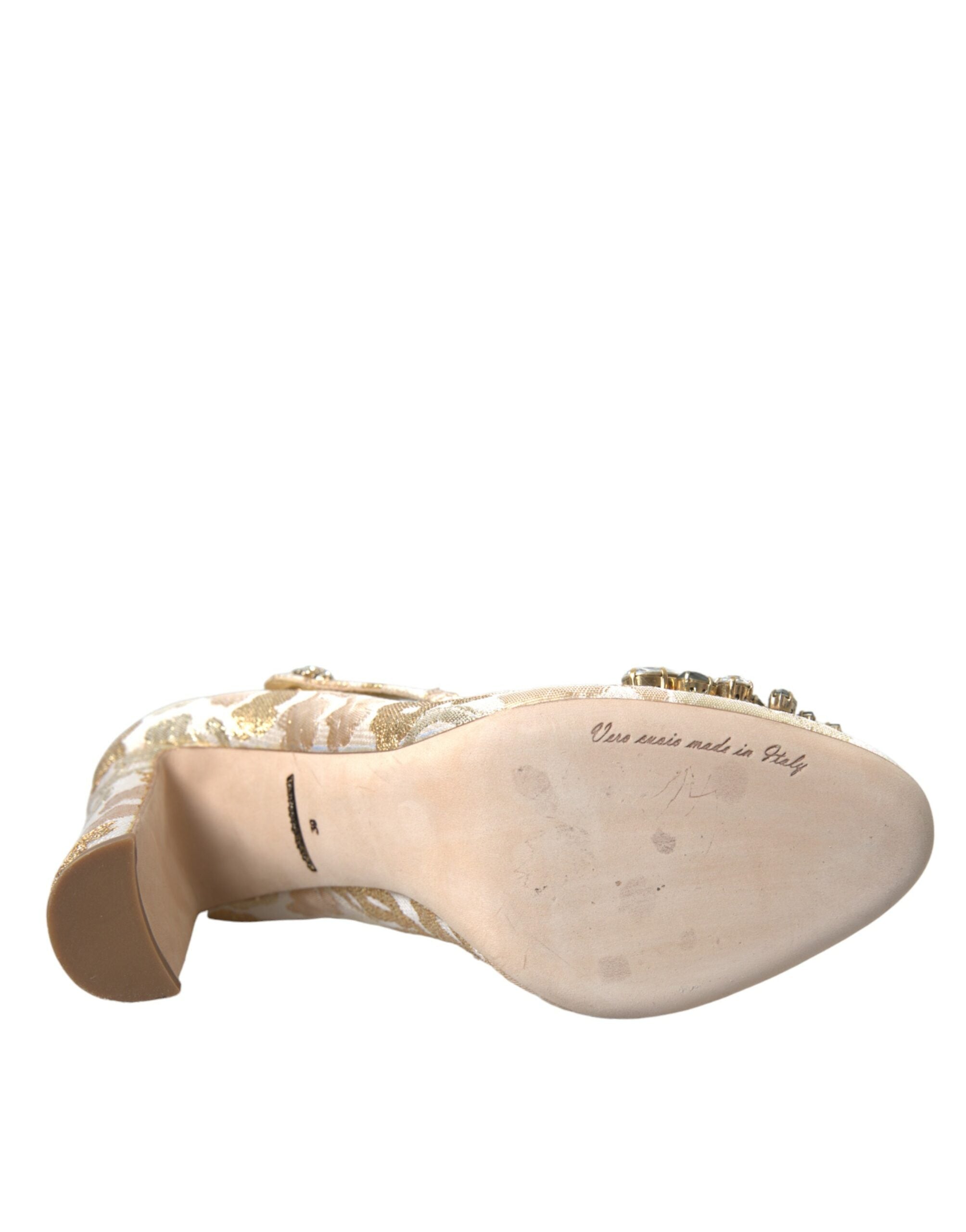 Dolce &amp; Gabbana – Mary Janes-Pumps mit goldenem Jacquard-Kristall