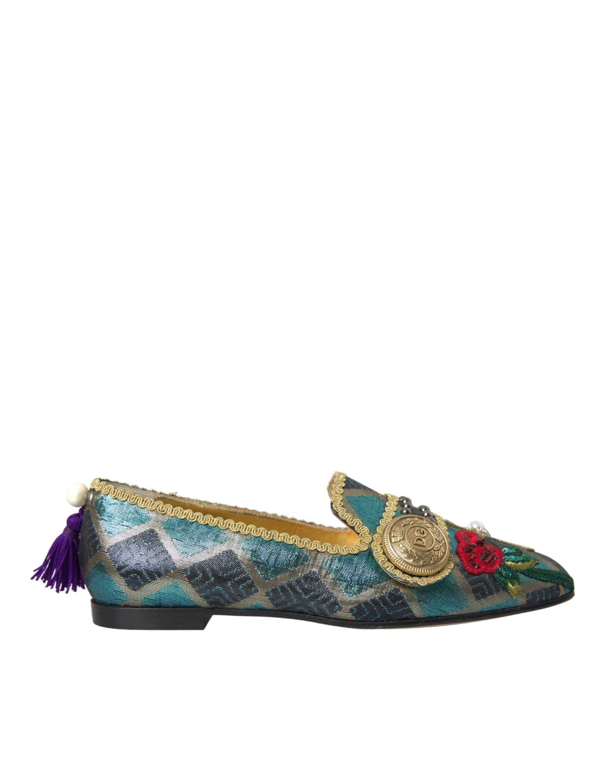 Dolce &amp; Gabbana – Mehrfarbige Loafer mit Jacquard-Verzierung
