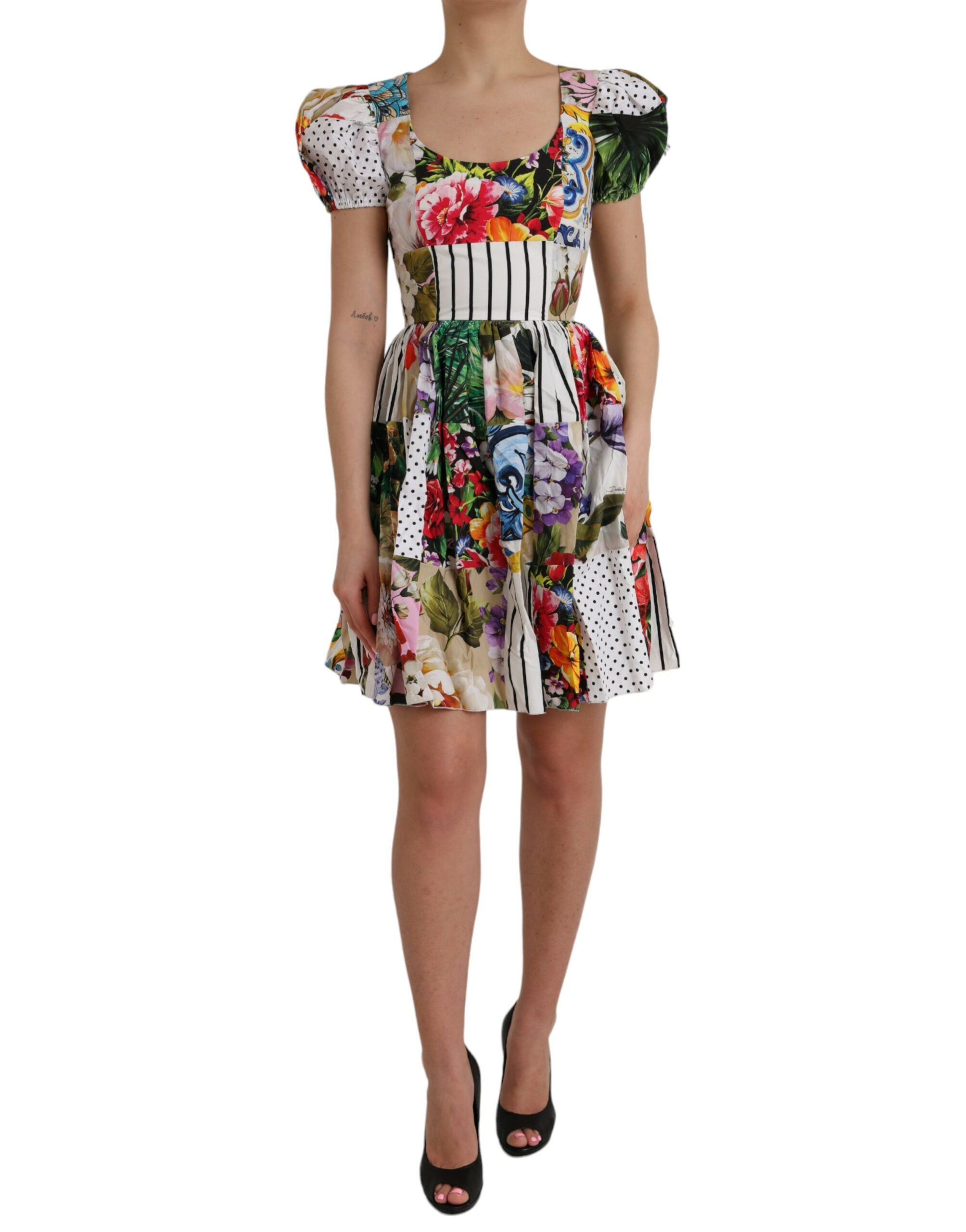 Rochie mini Dolce &amp; Gabbana din bumbac multicolor cu model patchwork Aline
