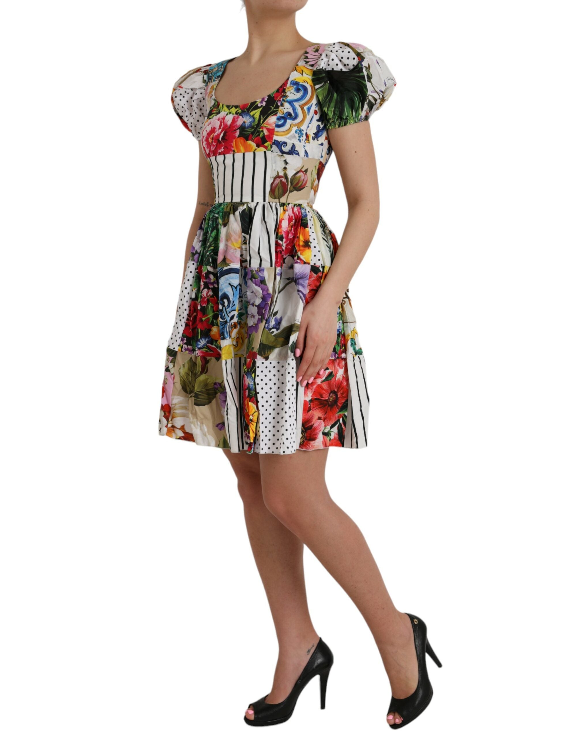 Rochie mini Dolce &amp; Gabbana din bumbac multicolor cu model patchwork Aline
