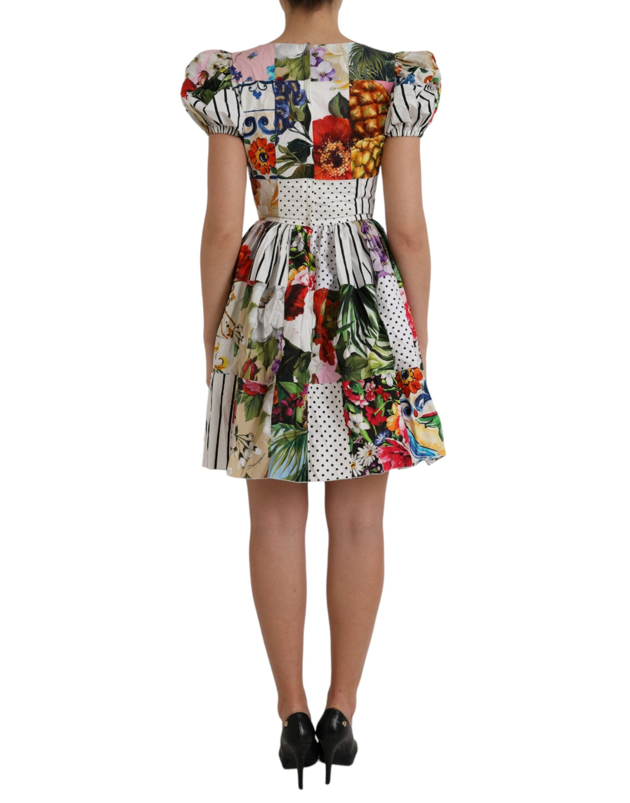 Rochie mini Dolce &amp; Gabbana din bumbac multicolor cu model patchwork Aline