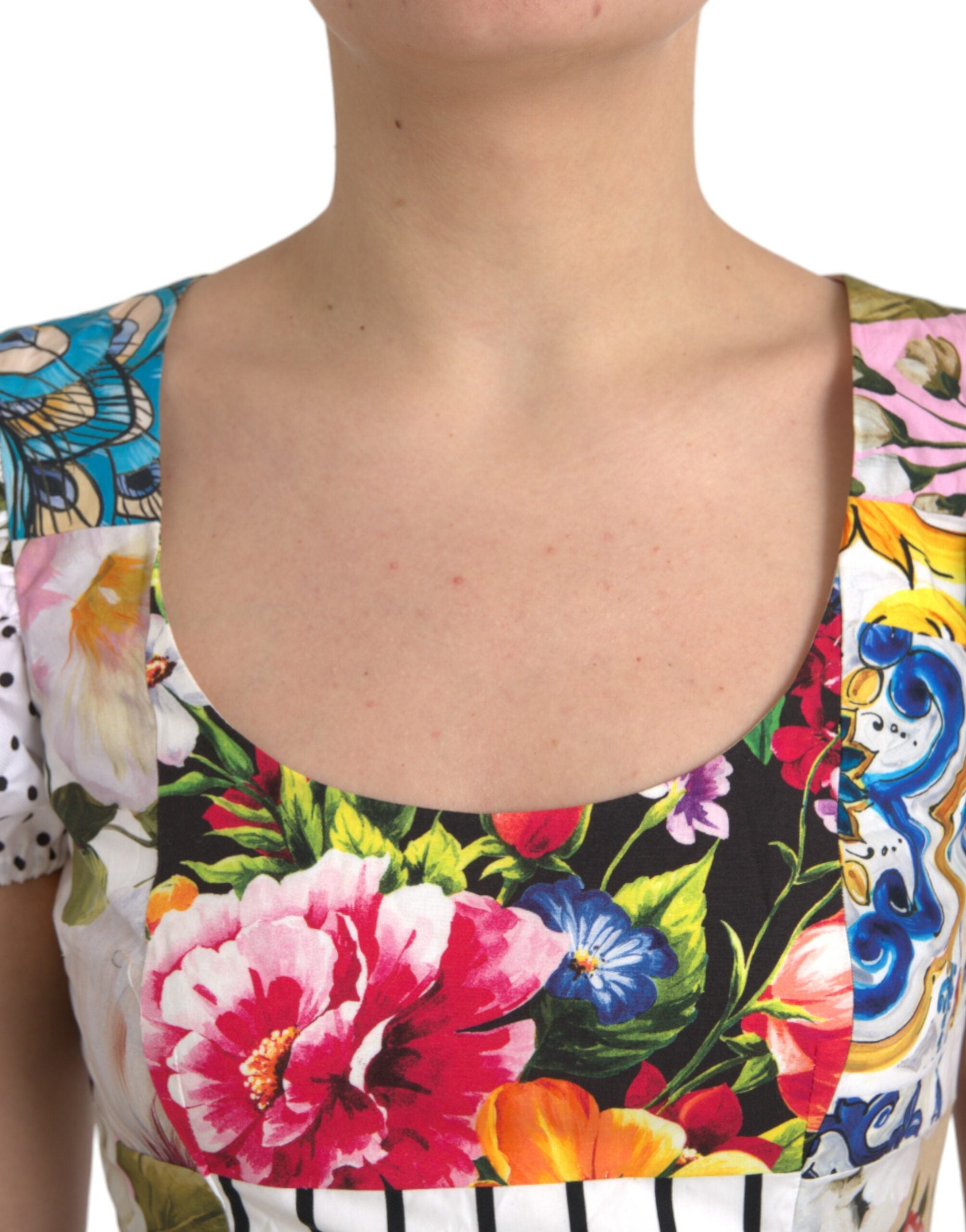 Rochie mini Dolce &amp; Gabbana din bumbac multicolor cu model patchwork Aline