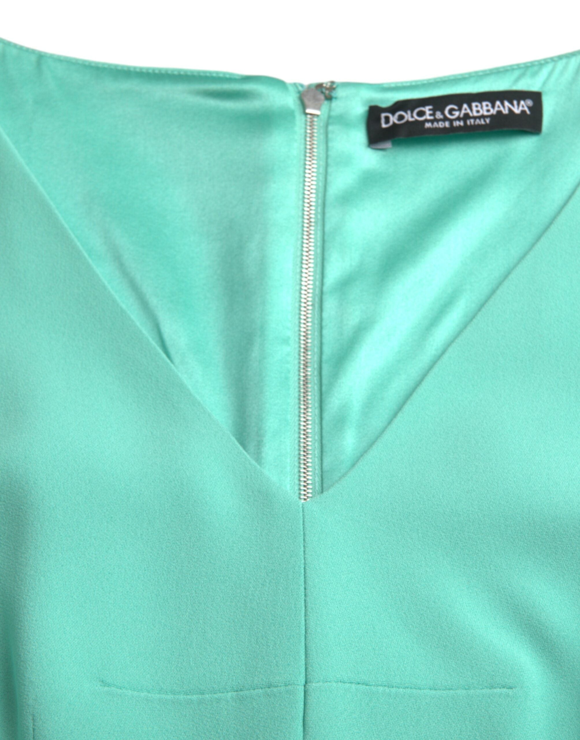 Rochie midi mulată fără mâneci din viscoză verde Dolce &amp; Gabbana