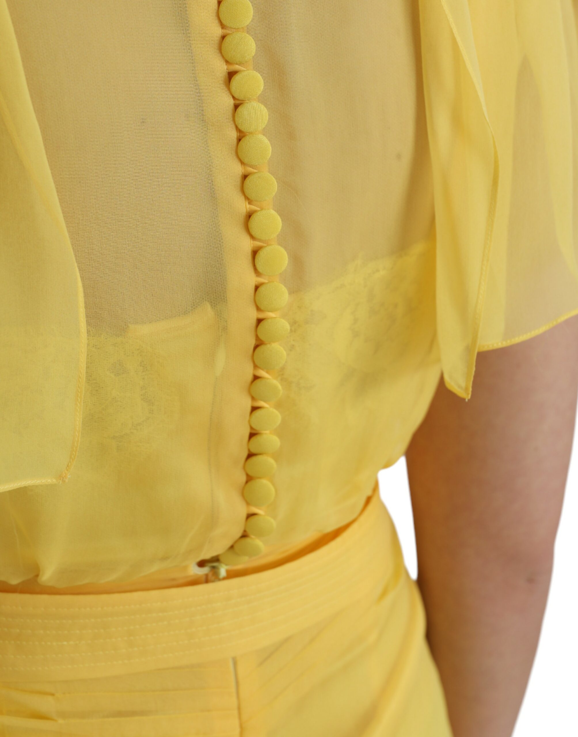 Rochie maxi lungă din mătase galbenă Dolce &amp; Gabbana cu curea