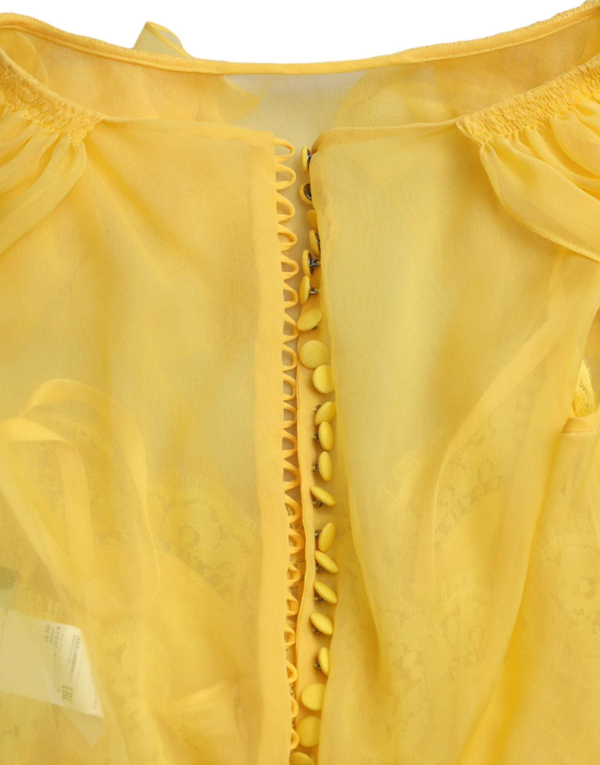 Rochie maxi lungă din mătase galbenă Dolce &amp; Gabbana cu curea