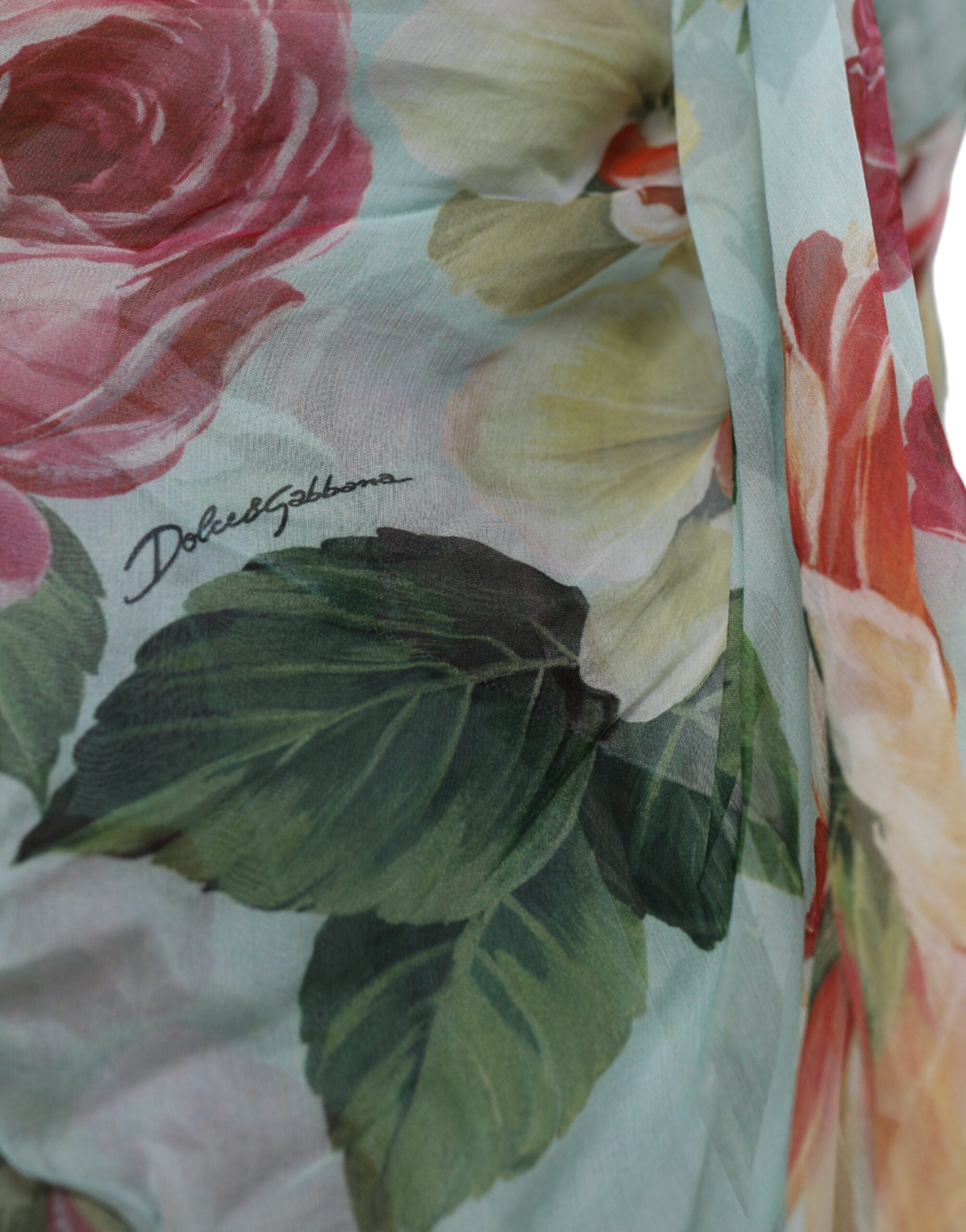 Rochie maxi lungă Dolce &amp; Gabbana albastră cu imprimeu floral și straturi