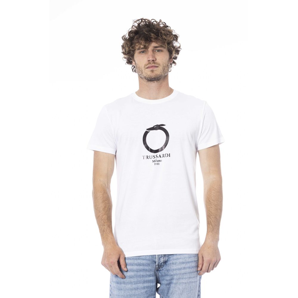Tricou Trussardi Beachwear din bumbac alb