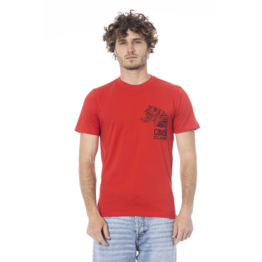 Tricou bărbătesc Cavalli Class din bumbac roșu