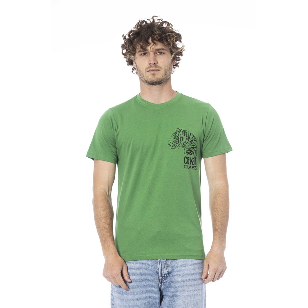 Tricou Cavalli Class verde din bumbac pentru bărbați