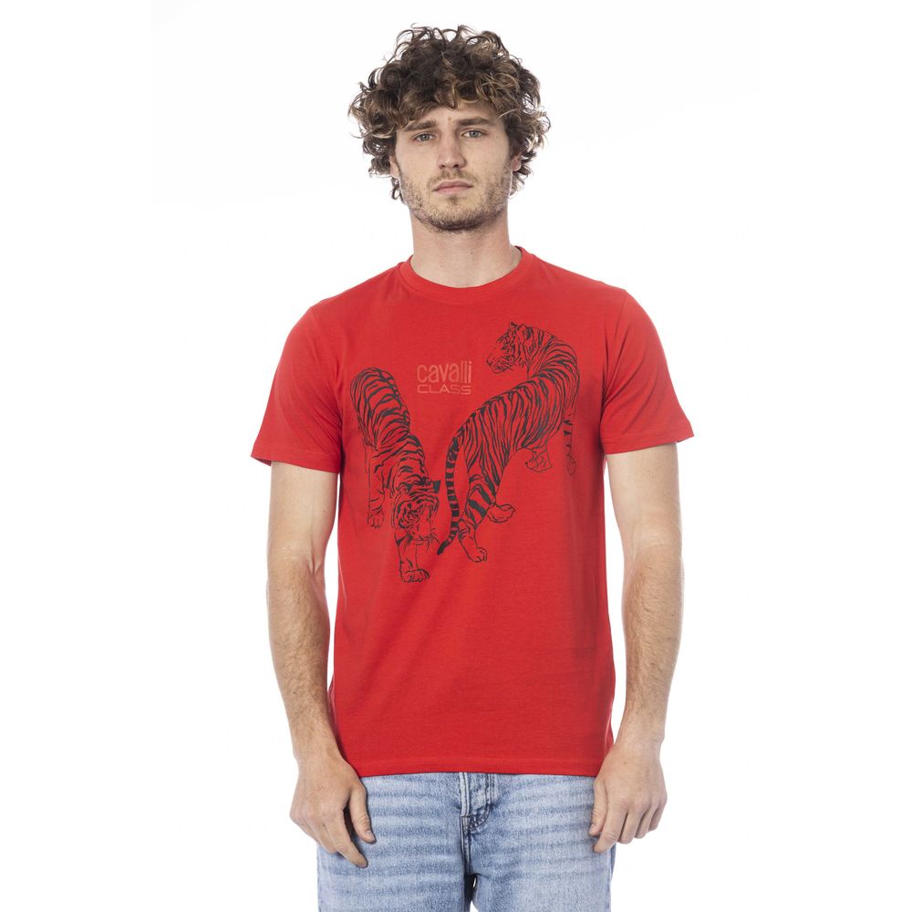 Tricou bărbătesc Cavalli Class din bumbac roșu