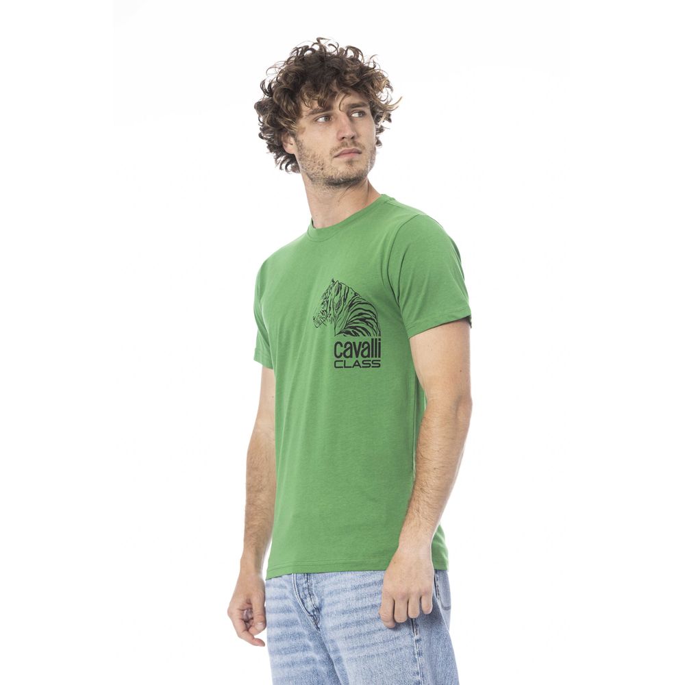 Tricou Cavalli Class verde din bumbac pentru bărbați