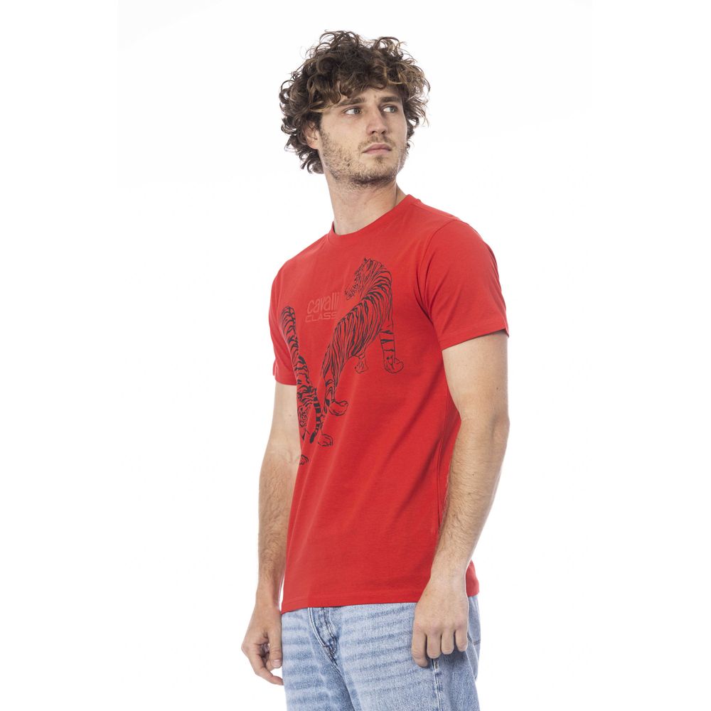Tricou bărbătesc Cavalli Class din bumbac roșu