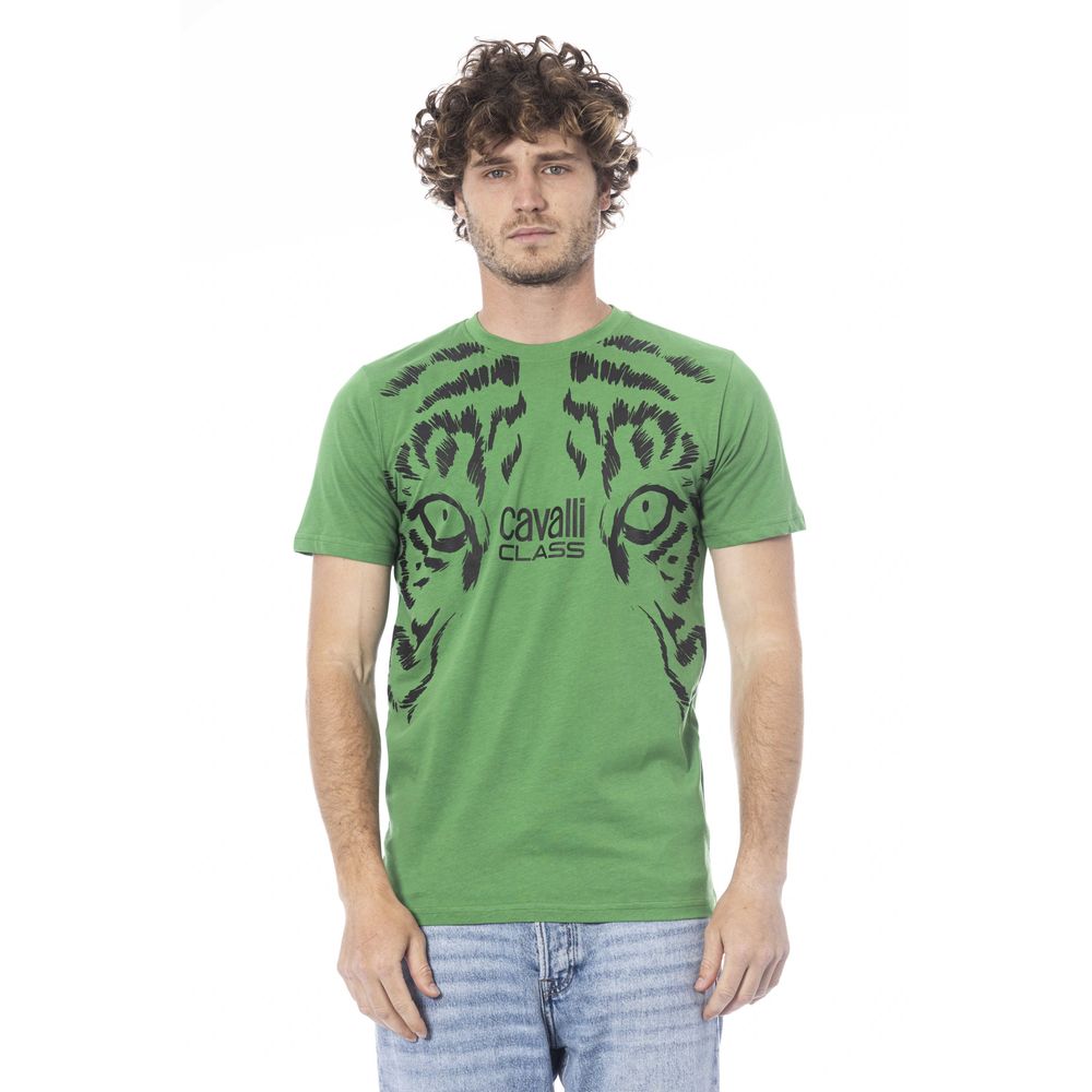 Tricou Cavalli Class verde din bumbac pentru bărbați