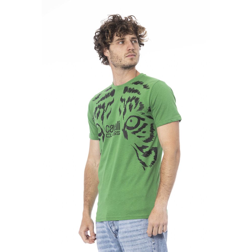 Tricou Cavalli Class verde din bumbac pentru bărbați