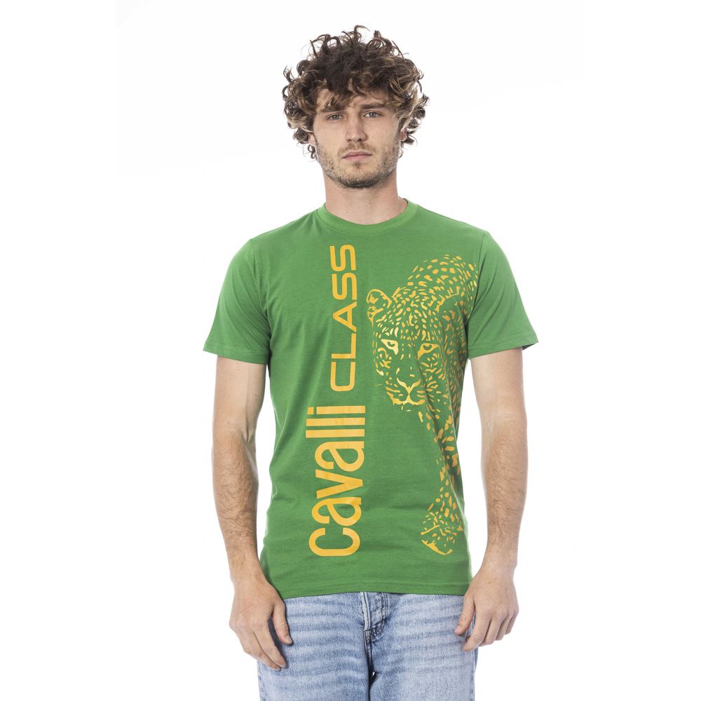 Tricou Cavalli Class verde din bumbac pentru bărbați