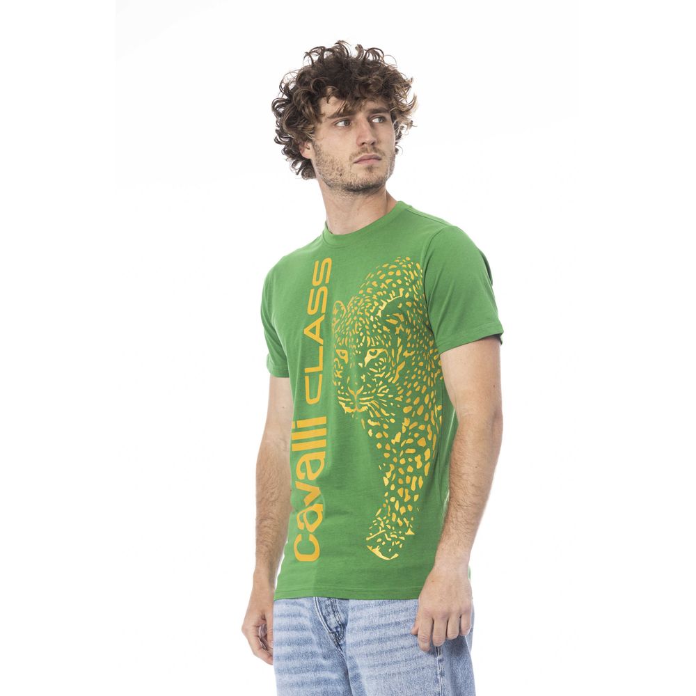 Tricou Cavalli Class verde din bumbac pentru bărbați