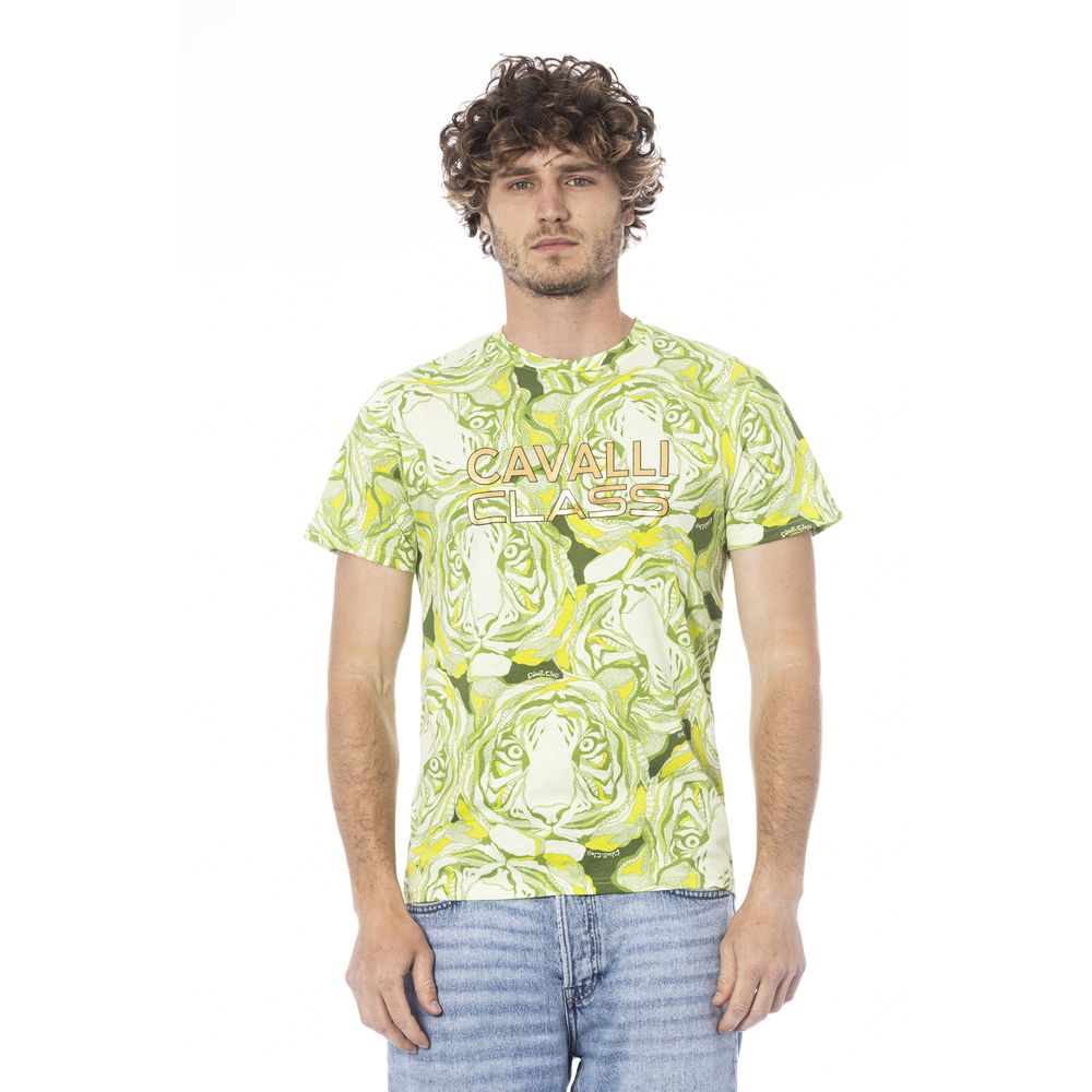 Tricou Cavalli Class verde din bumbac pentru bărbați