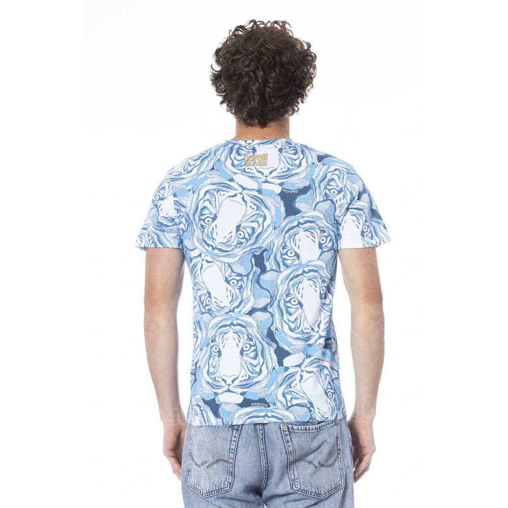 Tricou bărbătesc Cavalli Class albastru deschis din bumbac