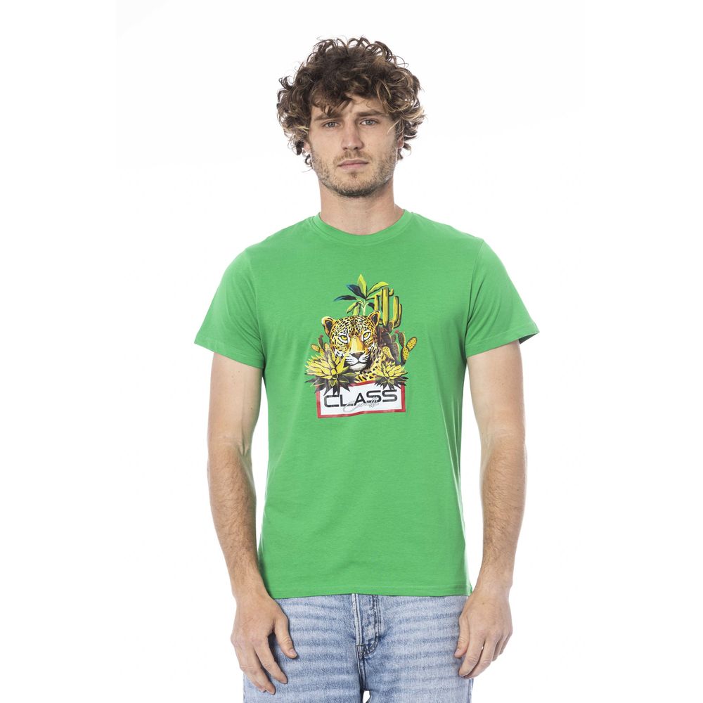 Tricou Cavalli Class verde din bumbac pentru bărbați