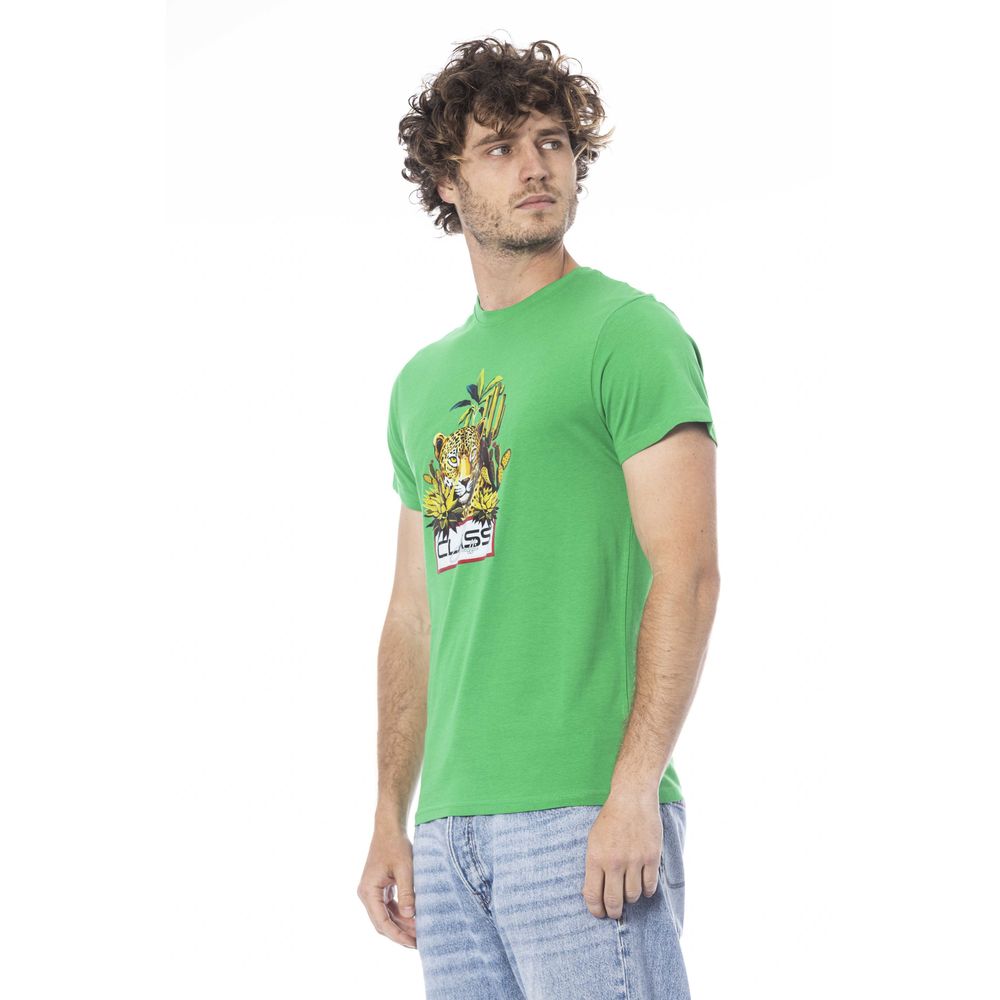 Tricou Cavalli Class verde din bumbac pentru bărbați