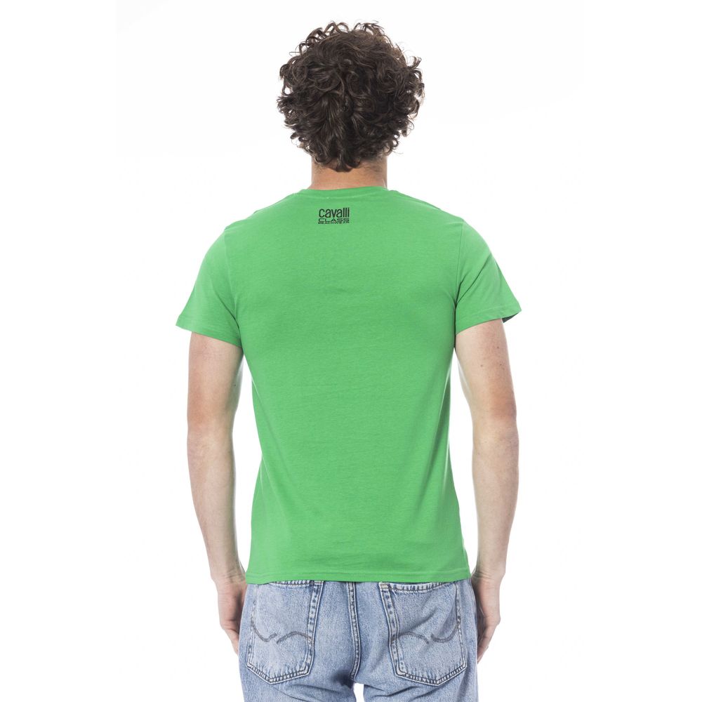 Tricou Cavalli Class verde din bumbac pentru bărbați