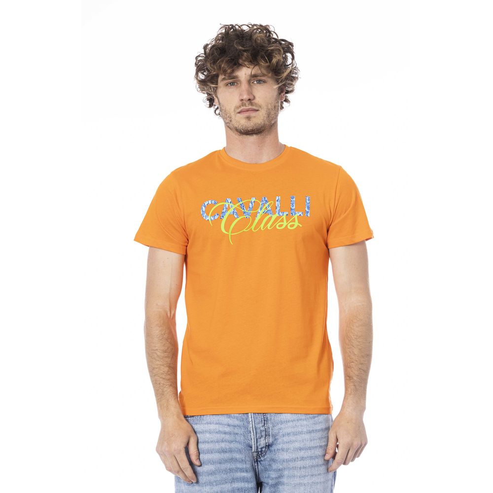 Tricou bărbătesc Cavalli Class portocaliu din bumbac