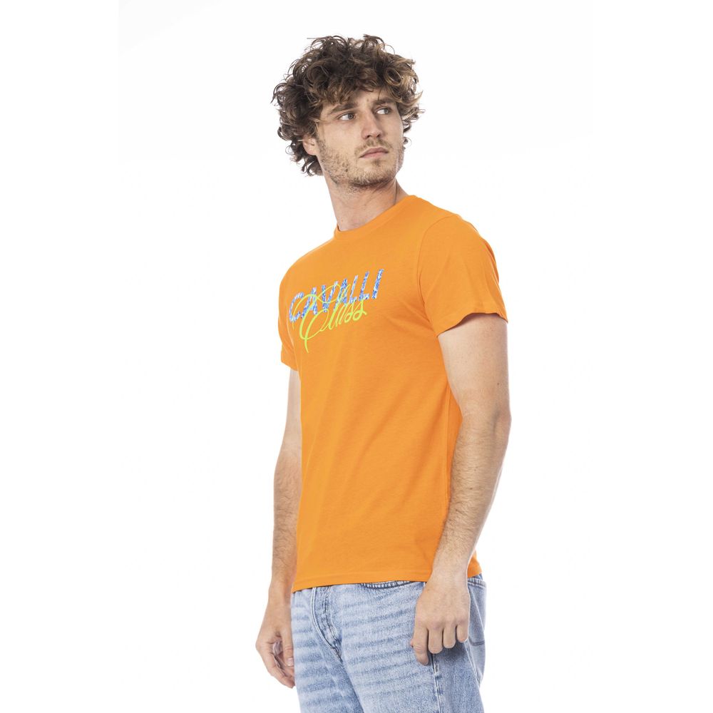 Tricou bărbătesc Cavalli Class portocaliu din bumbac