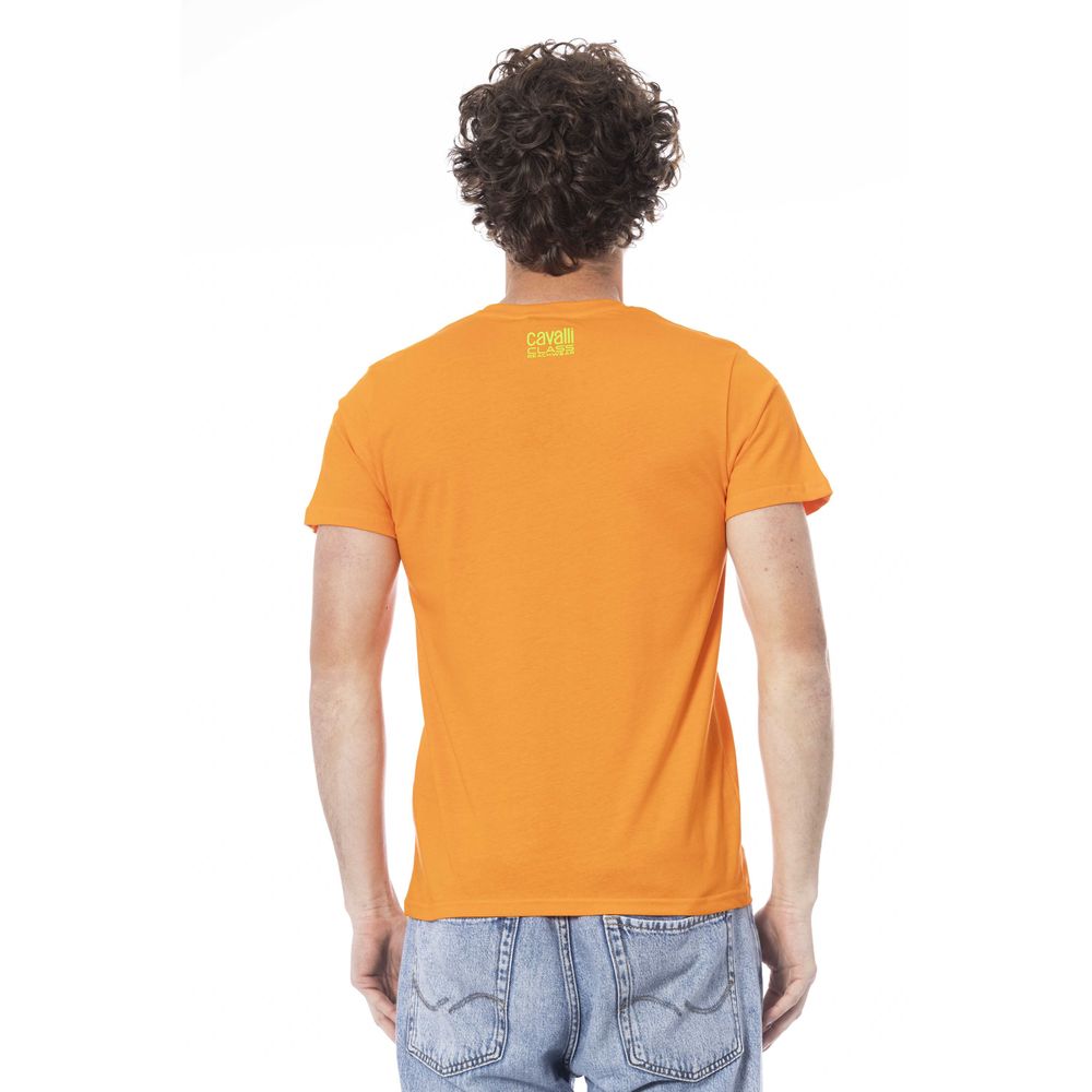 Tricou bărbătesc Cavalli Class portocaliu din bumbac
