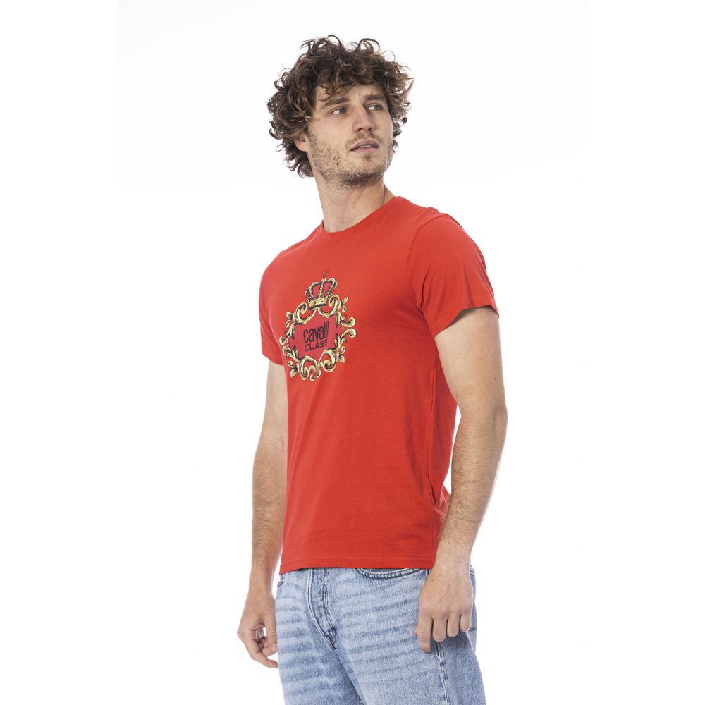 Tricou bărbătesc Cavalli Class din bumbac roșu