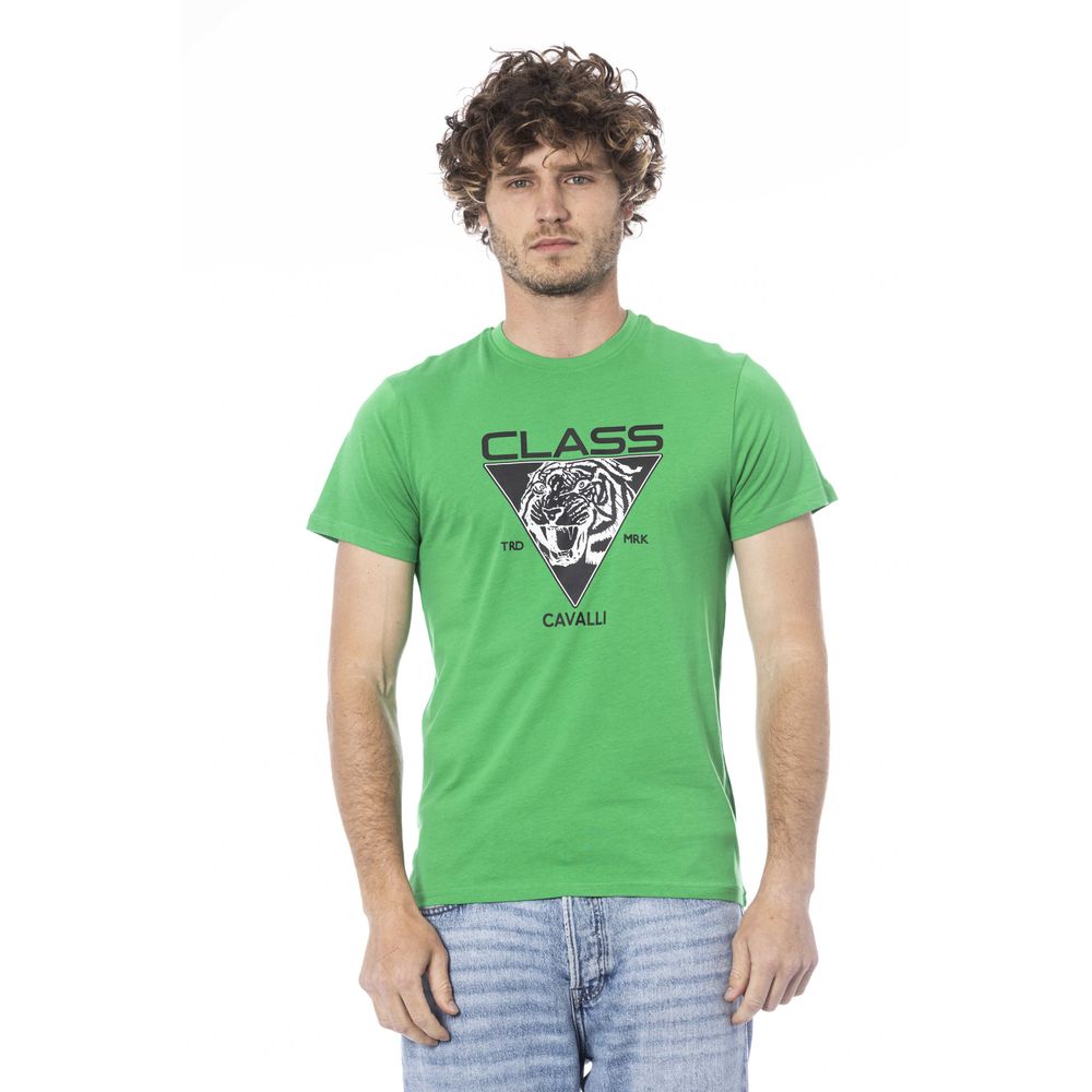 Tricou Cavalli Class verde din bumbac pentru bărbați