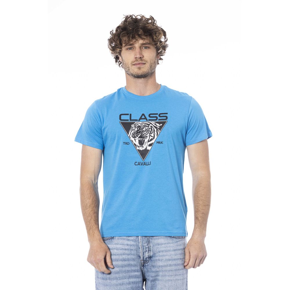 Tricou bărbătesc Cavalli Class albastru deschis din bumbac