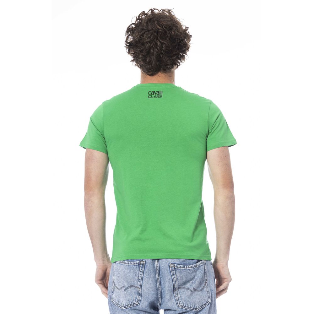 Tricou Cavalli Class verde din bumbac pentru bărbați
